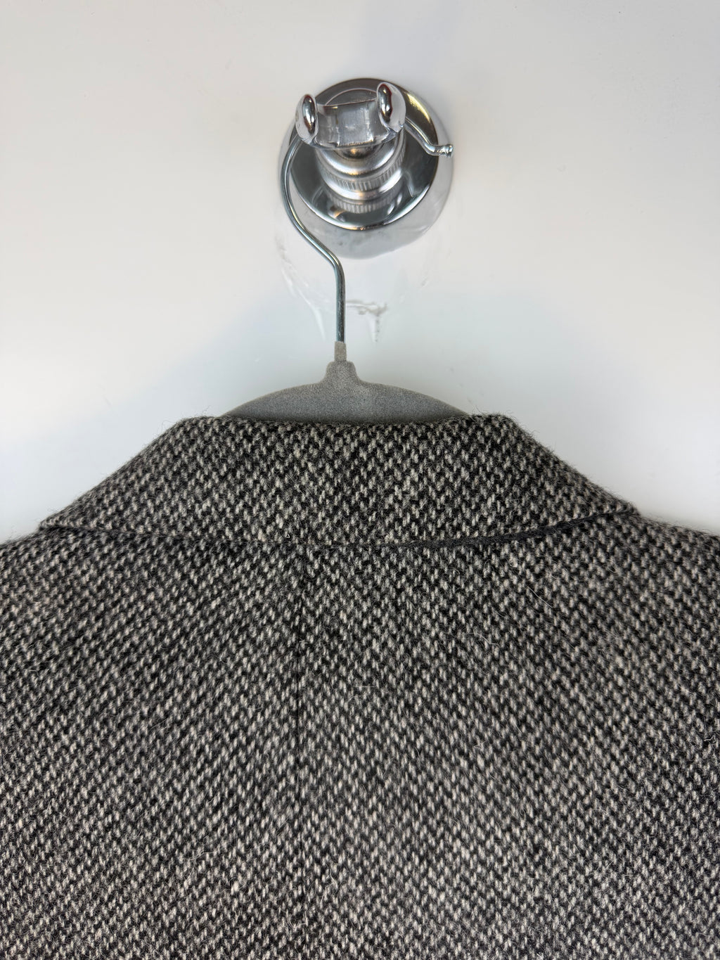 Blazer vintage in tweed grigio in pura lana vergine – Taglia 52
