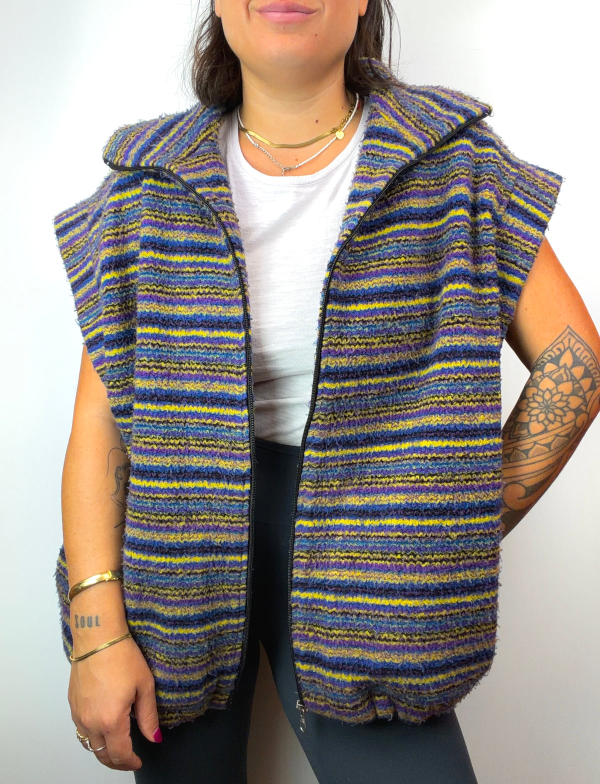 Gilet vintage oversize in maglia multicolor