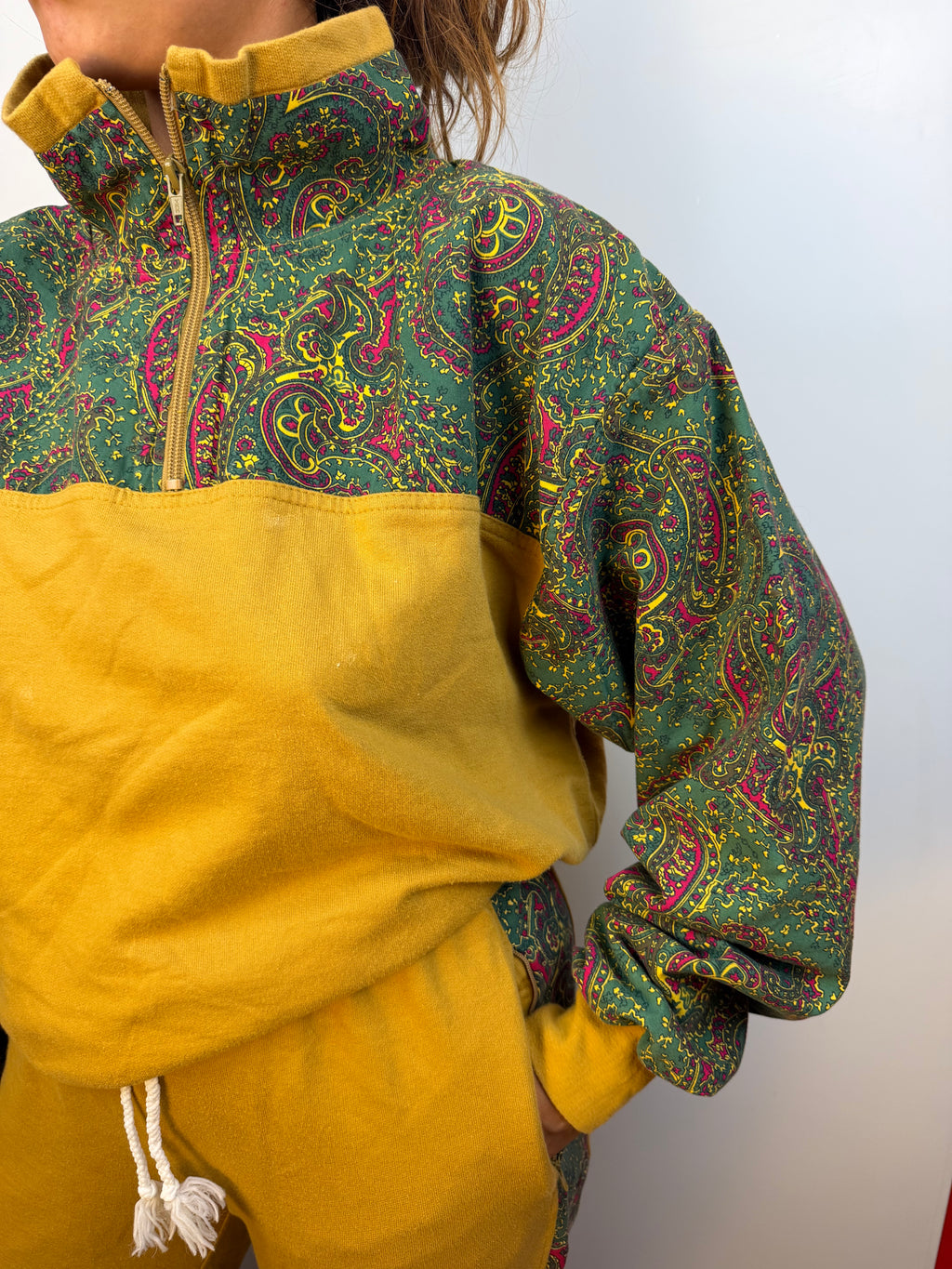 Tuta vintage Trigema paisley senape – taglia L
