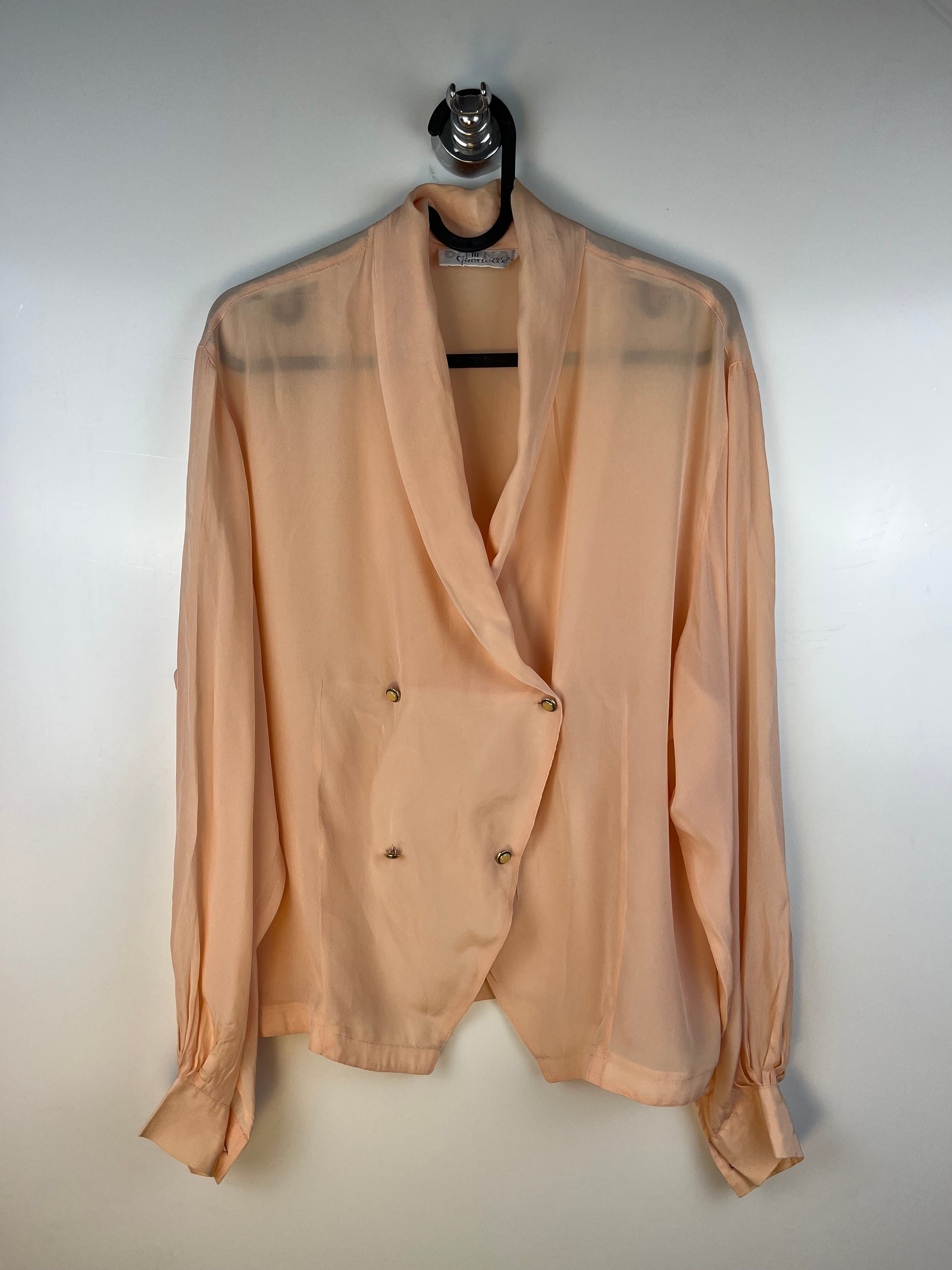 Blusa vintage Gabrielle Made in Italy in seta e acetato color pesca