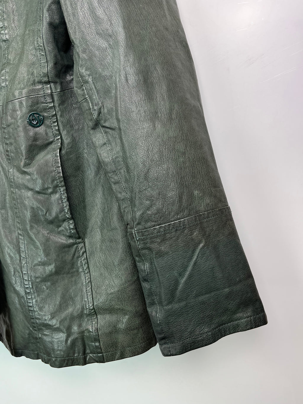Armani Jeans Leather Jacket Green Y2K