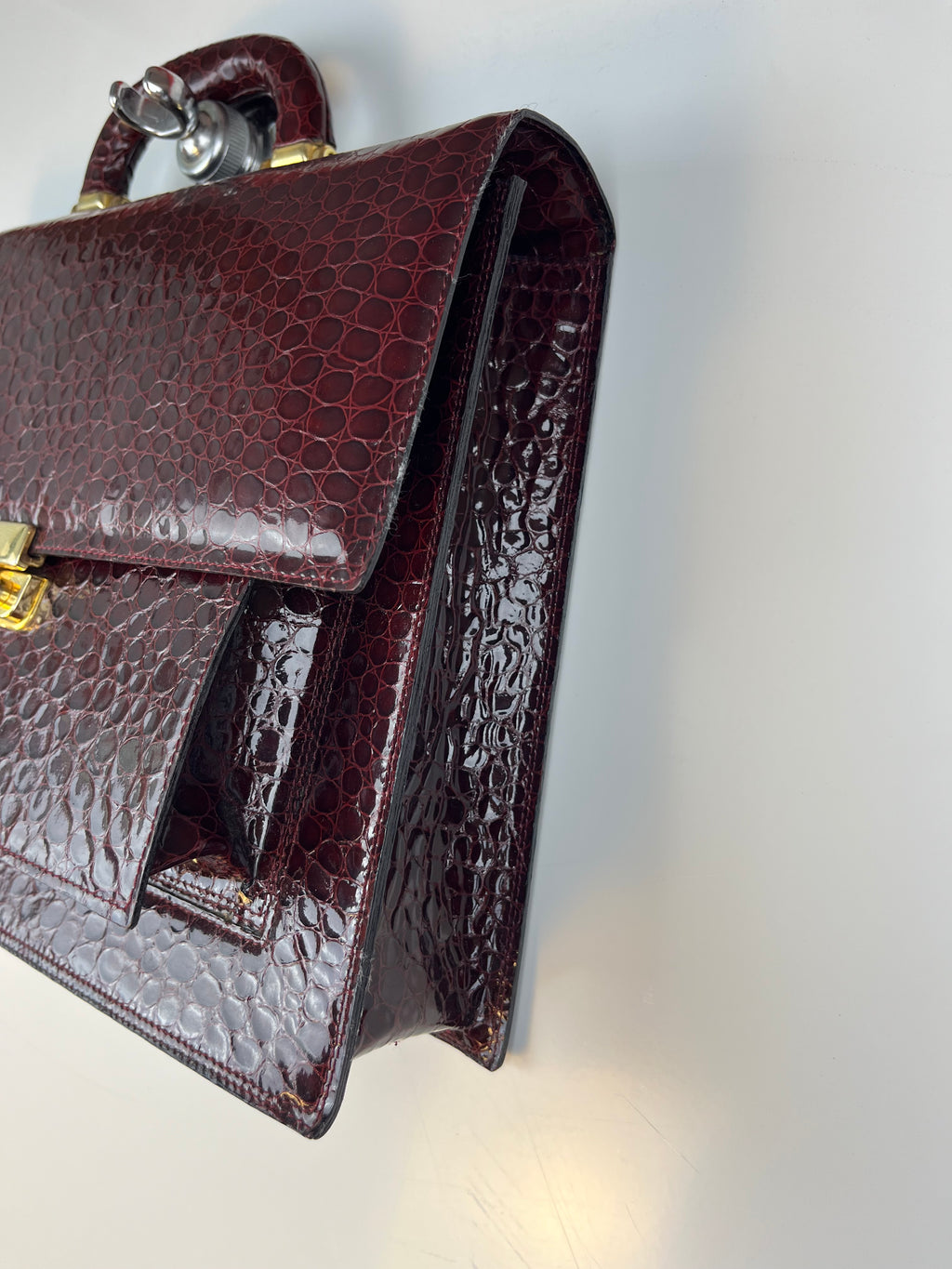 Borsa Vintage Bordeaux Effetto Coccodrillo