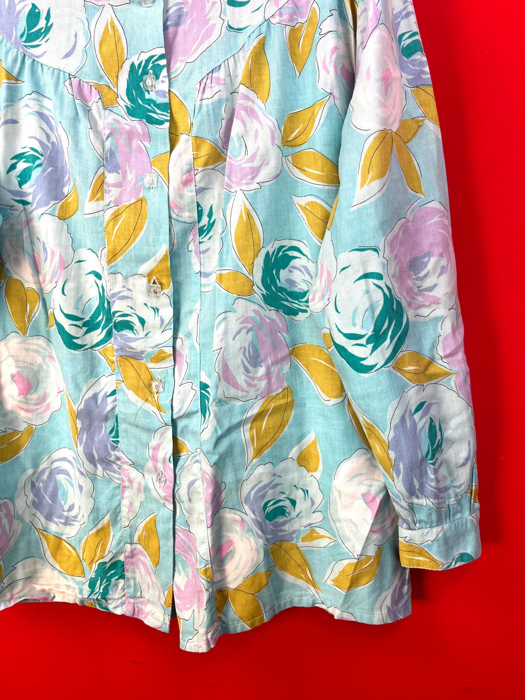 Vintage Floral Cotton Blouse Made in Italy – Pastel Roses Shirt