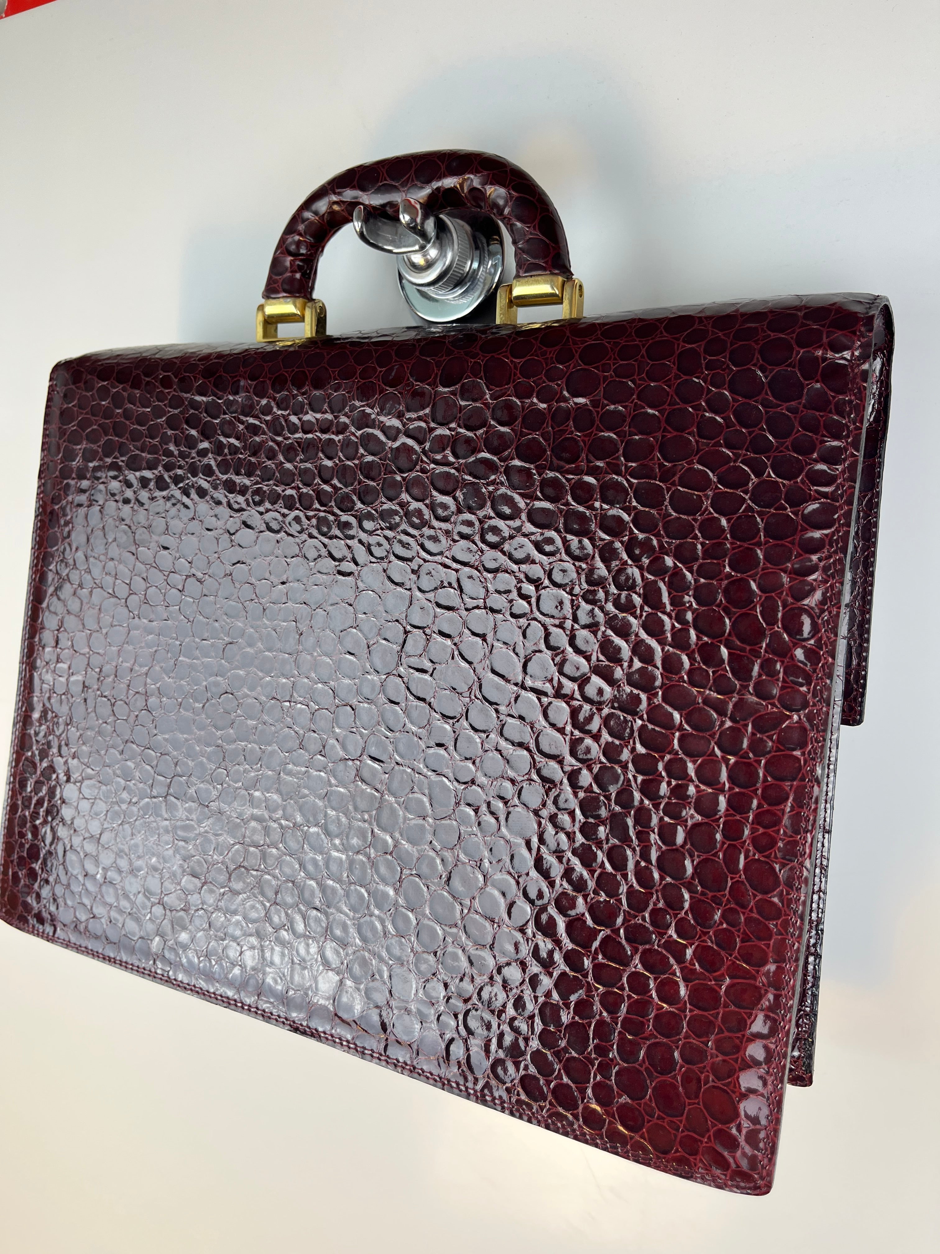 Borsa Vintage Bordeaux Effetto Coccodrillo
