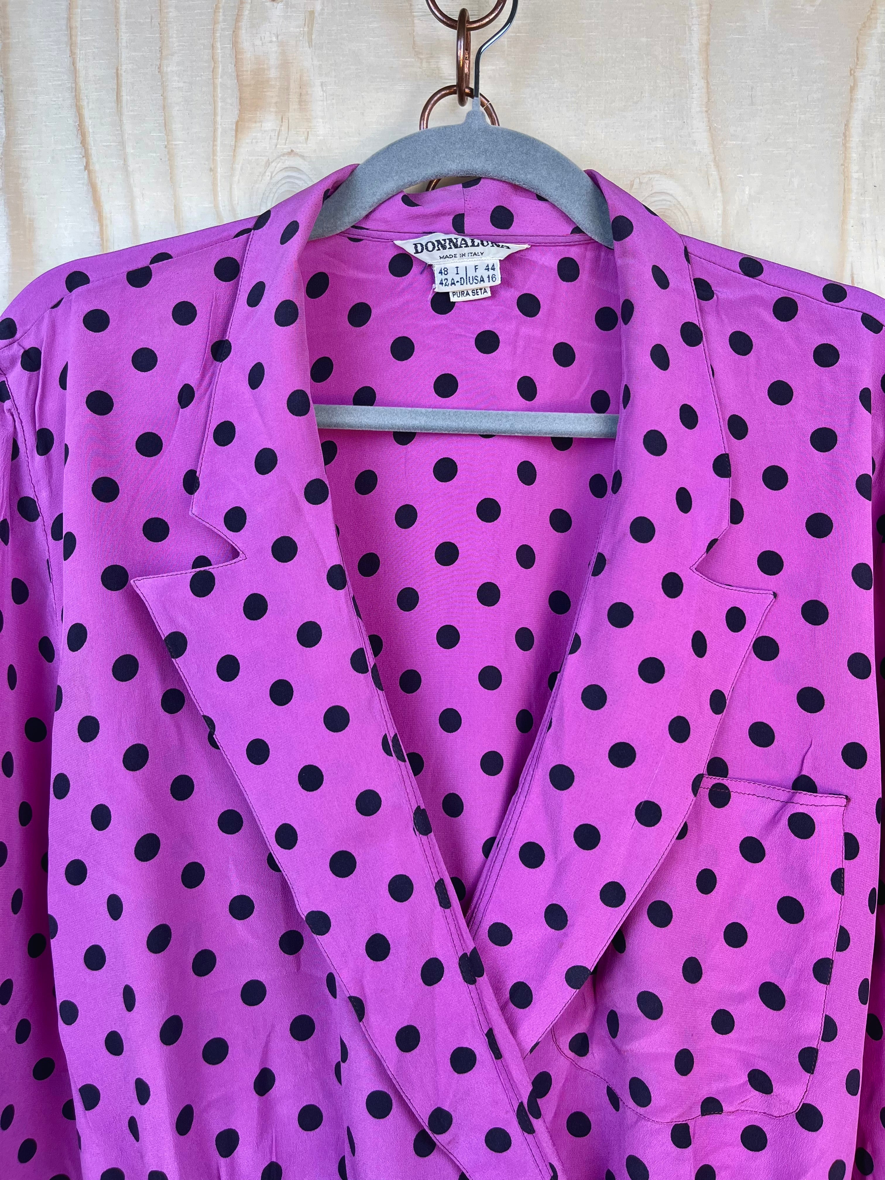 Vintage Silk Polka Dot Blouse – Made in Italy