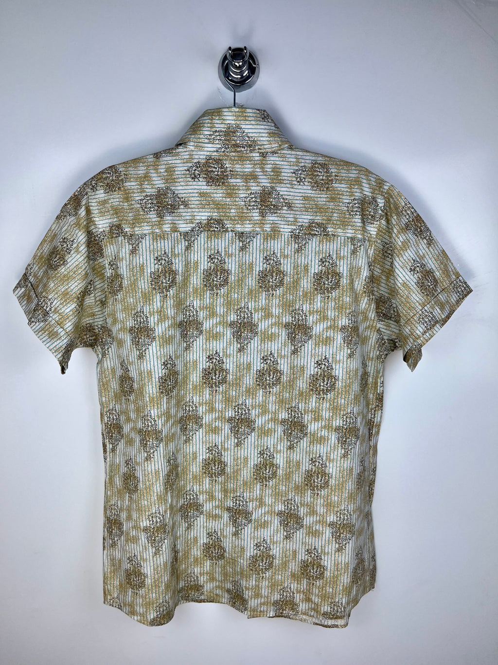 Camicia Vintage 90s in Cotone Fantasia Beige e Azzurro