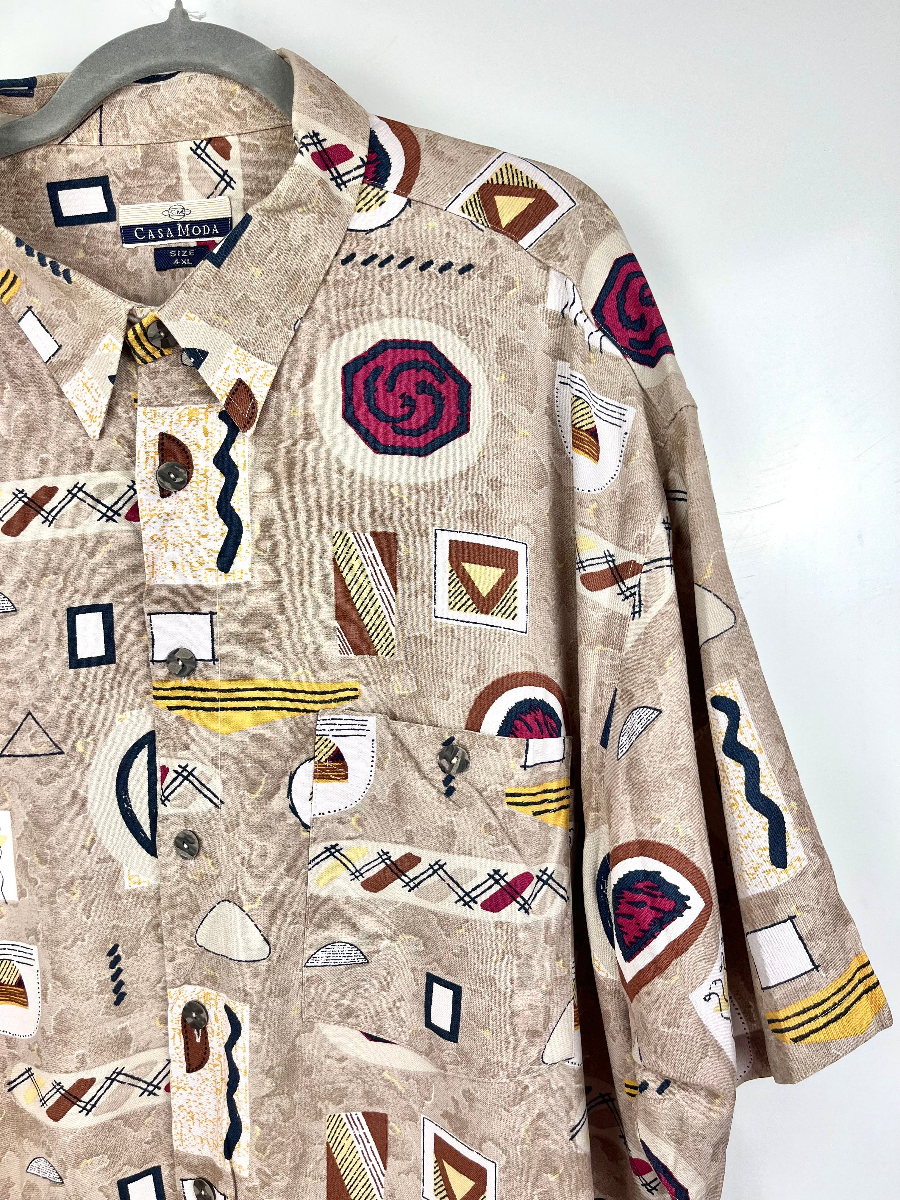 Camicia Vintage Casa Moda Anni ’90 Fantasia Astratta Oversize