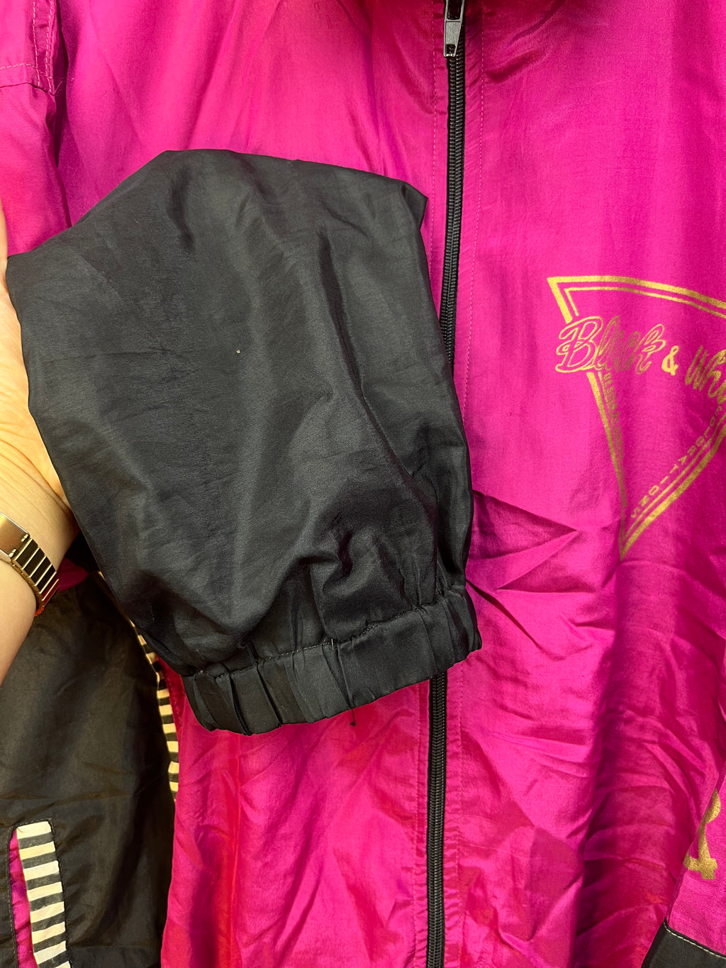 Giacca Vintage Black & White Anni 90 Fucsia Oversize