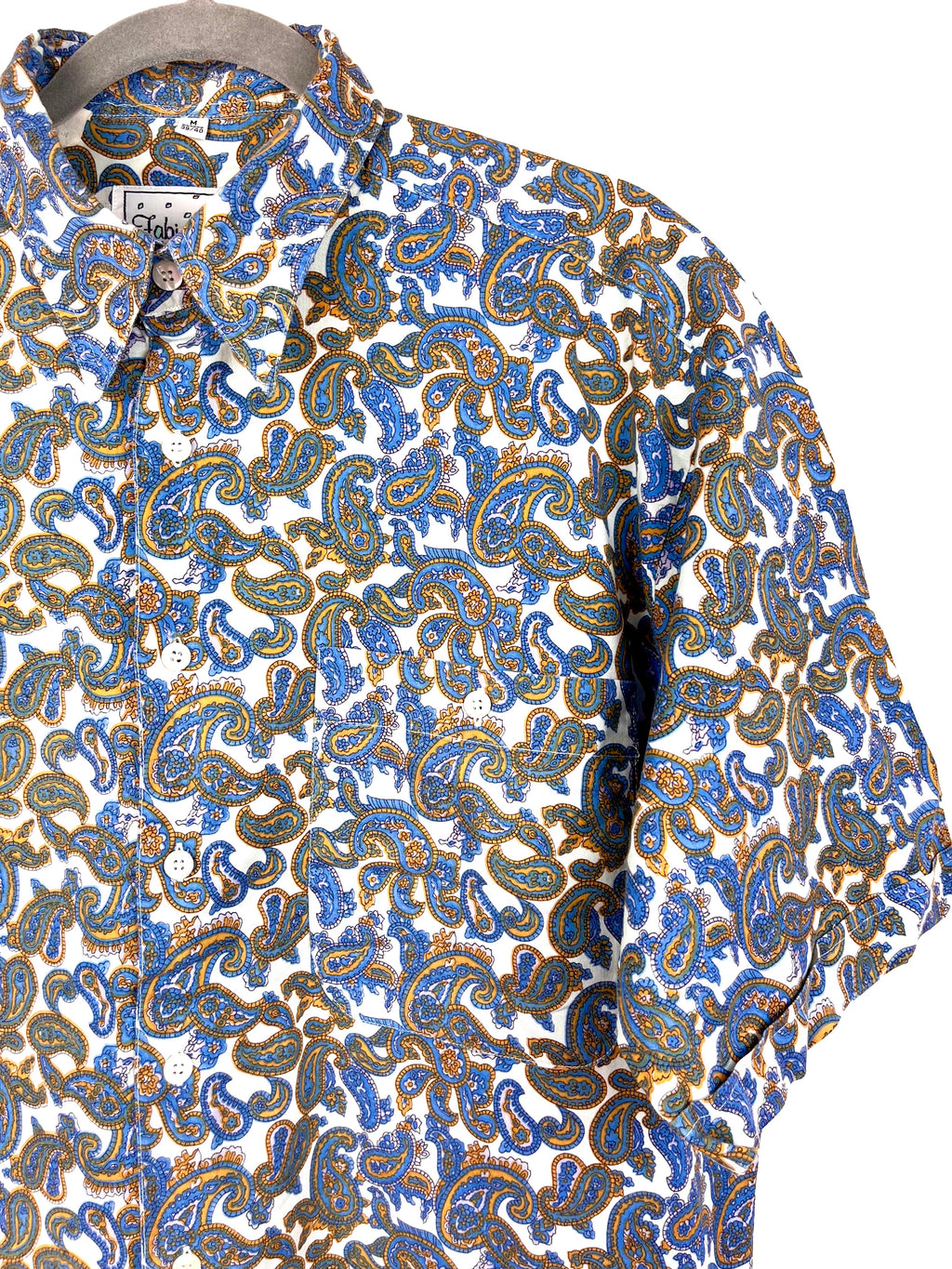 Fabio Onesti Vintage Paisley Shirt – Blue & Gold Pattern – Size M