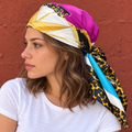 Foulard vintage con elefanti e bordo leopardato