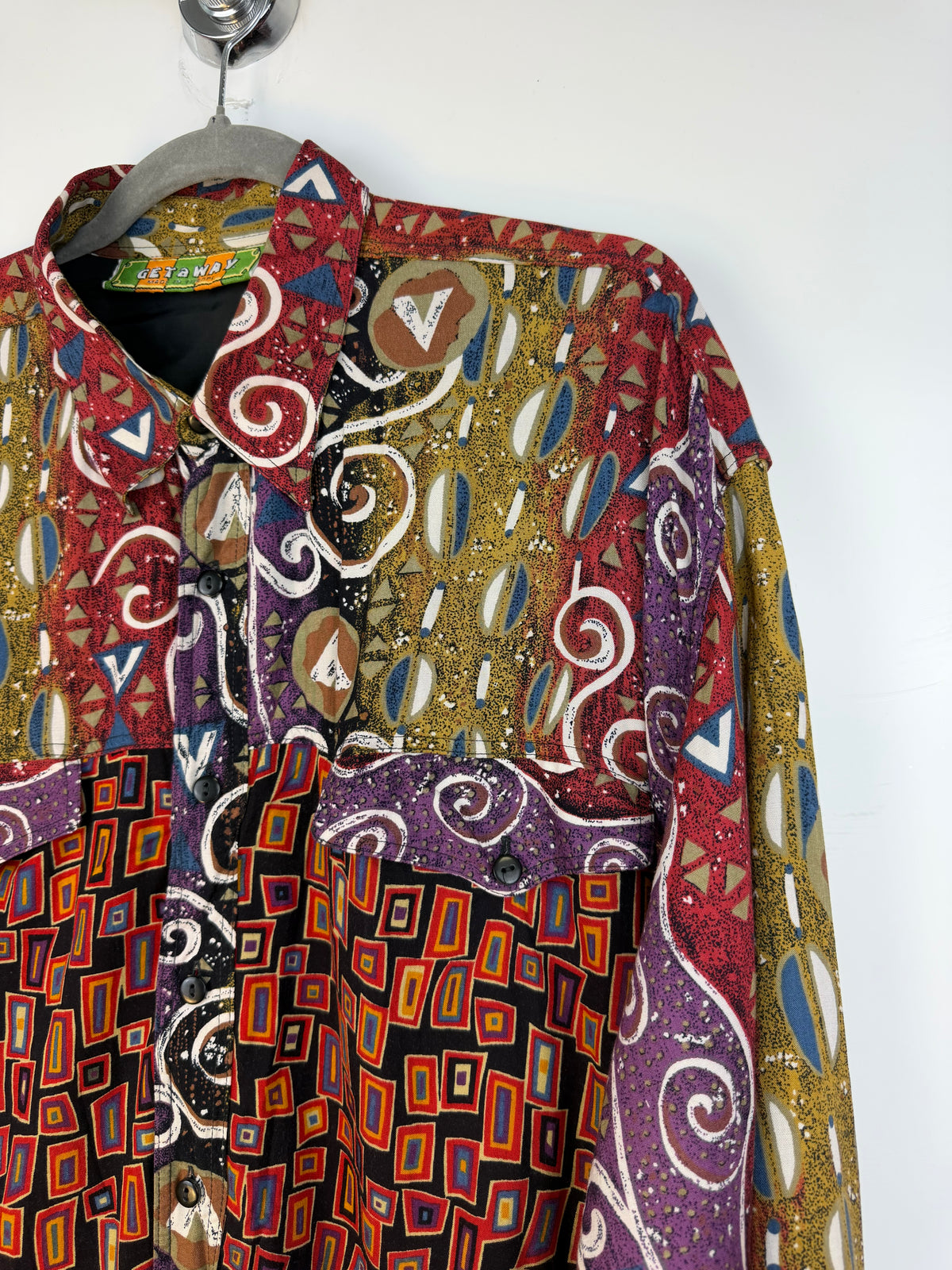 vintage getaway crazy pattern shirt – 90s oversized