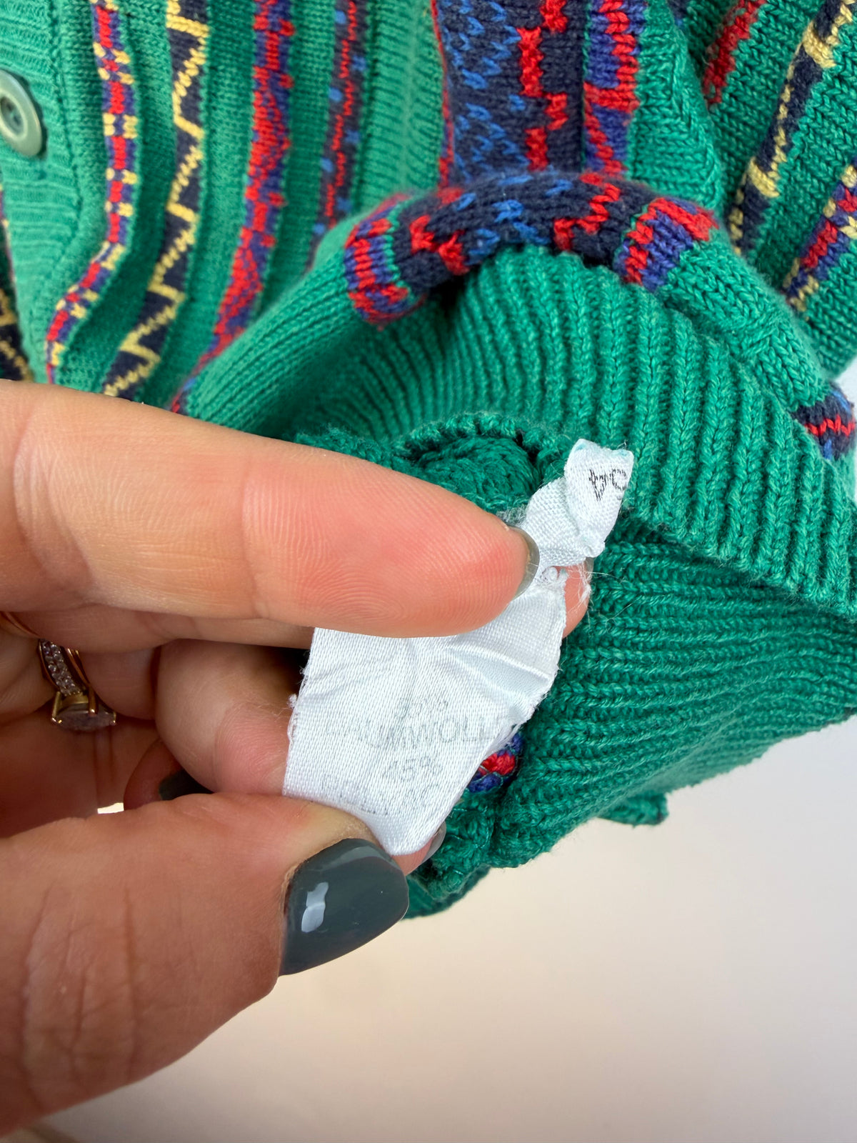 Gilet vintage Les Copains verde a fantasia geometrica