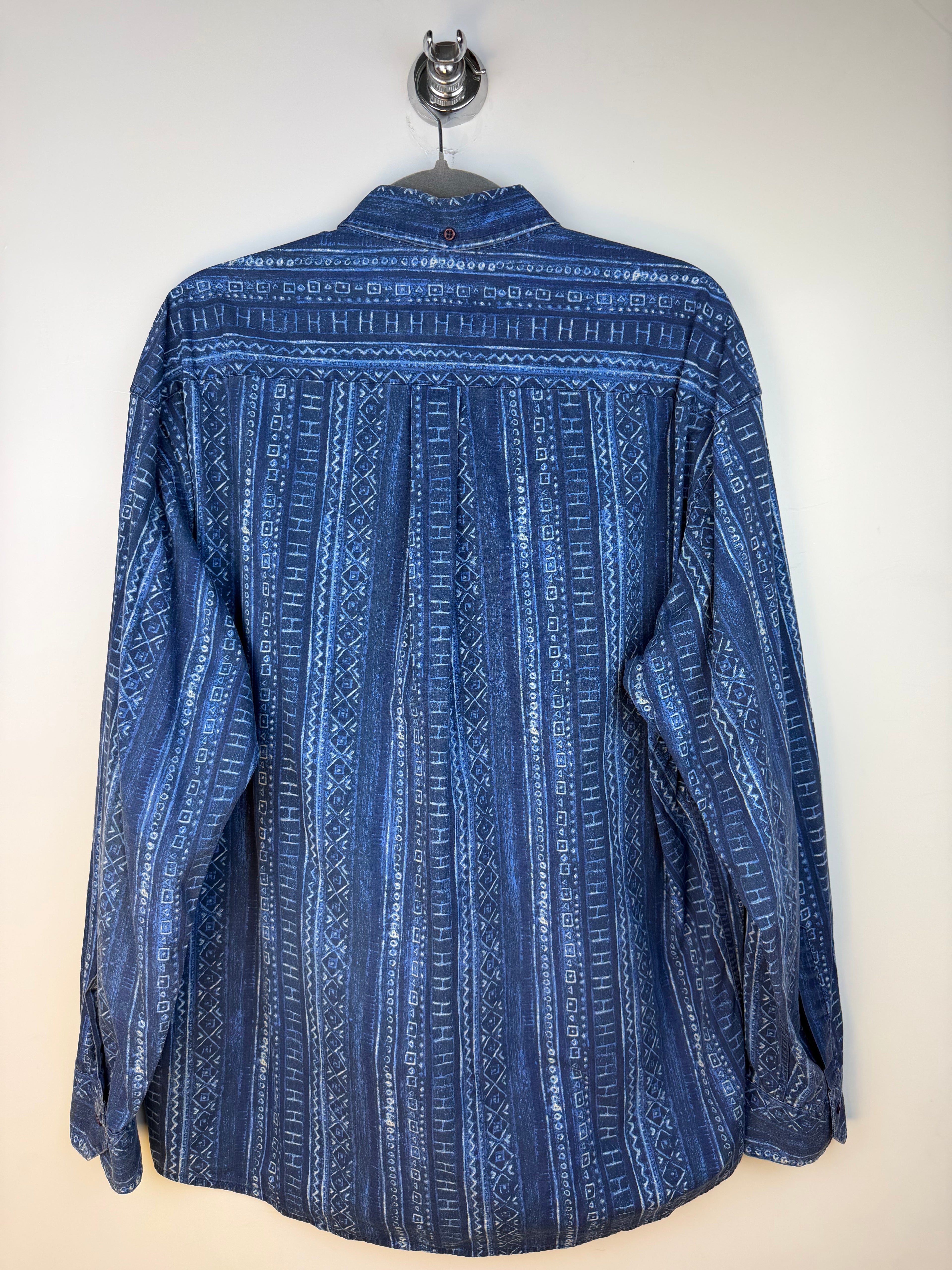 Vintage Exigo 90s Geometric Blue Shirt –