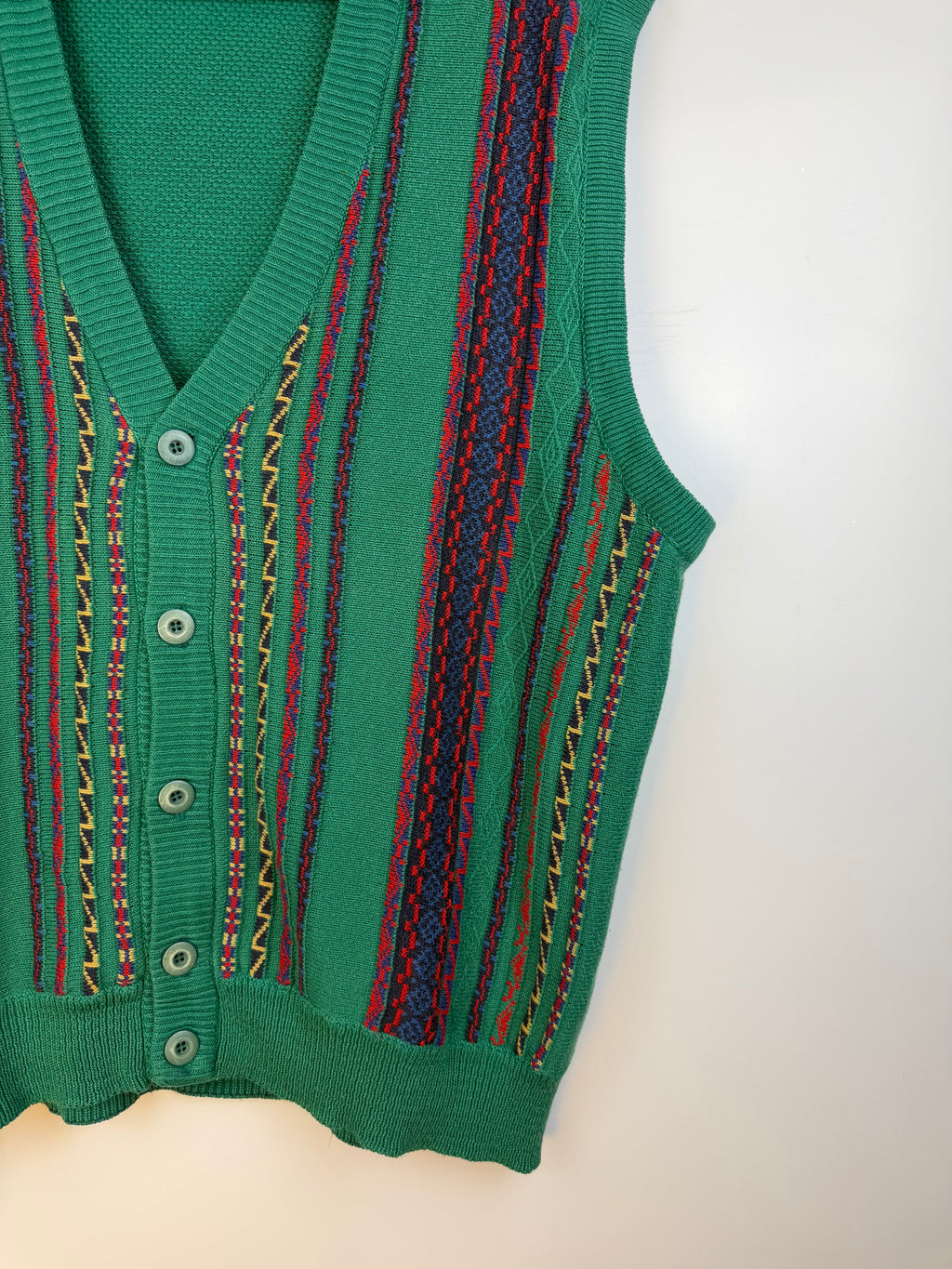 Gilet vintage Les Copains verde a fantasia geometrica
