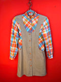 Abito vintage Guy Dubouis Made in France con inserto a quadri