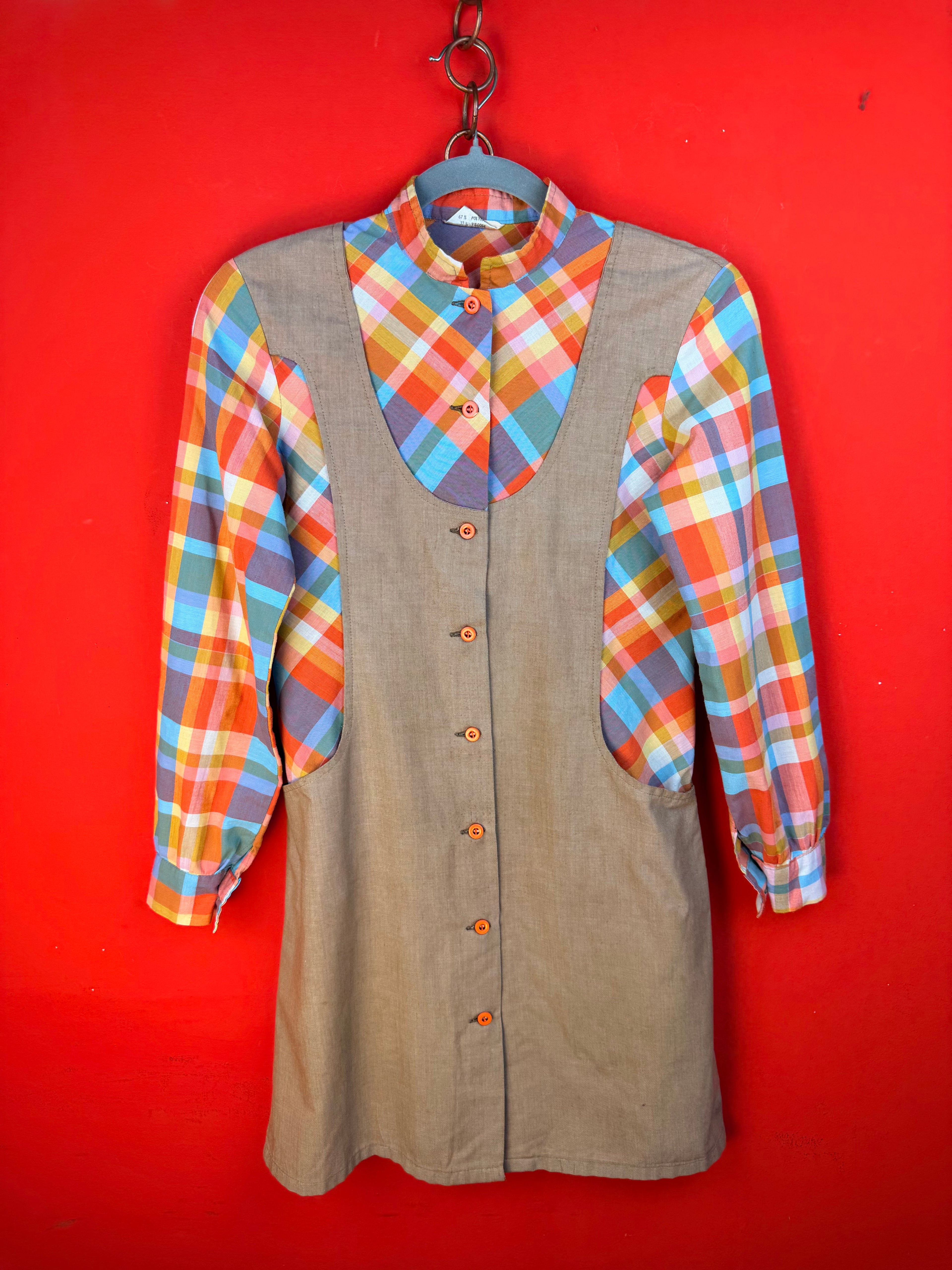 Abito vintage Guy Dubouis Made in France con inserto a quadri
