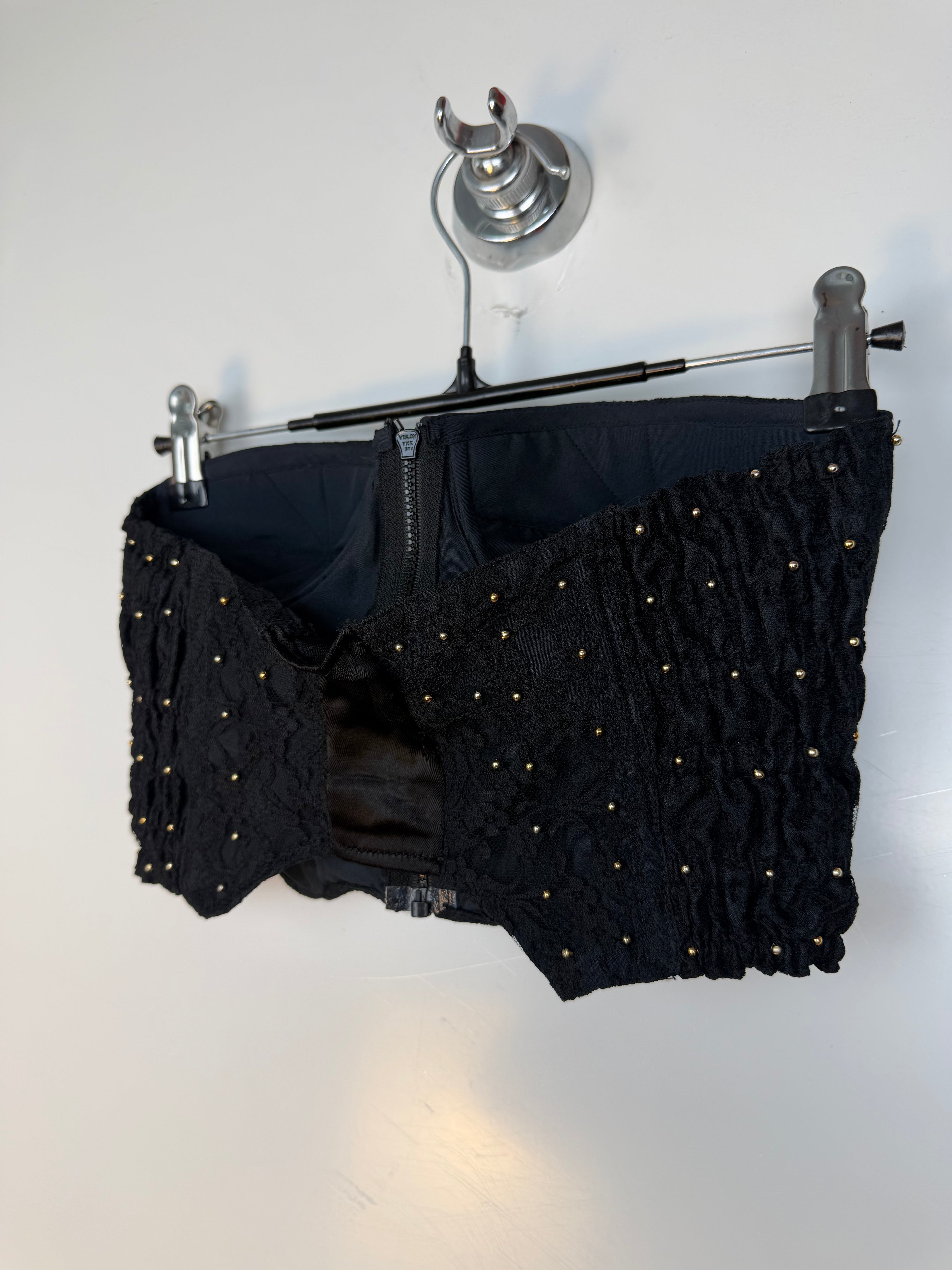 Vintage Carisma Bustier Nero Gioiello in Pizzo – Y2K