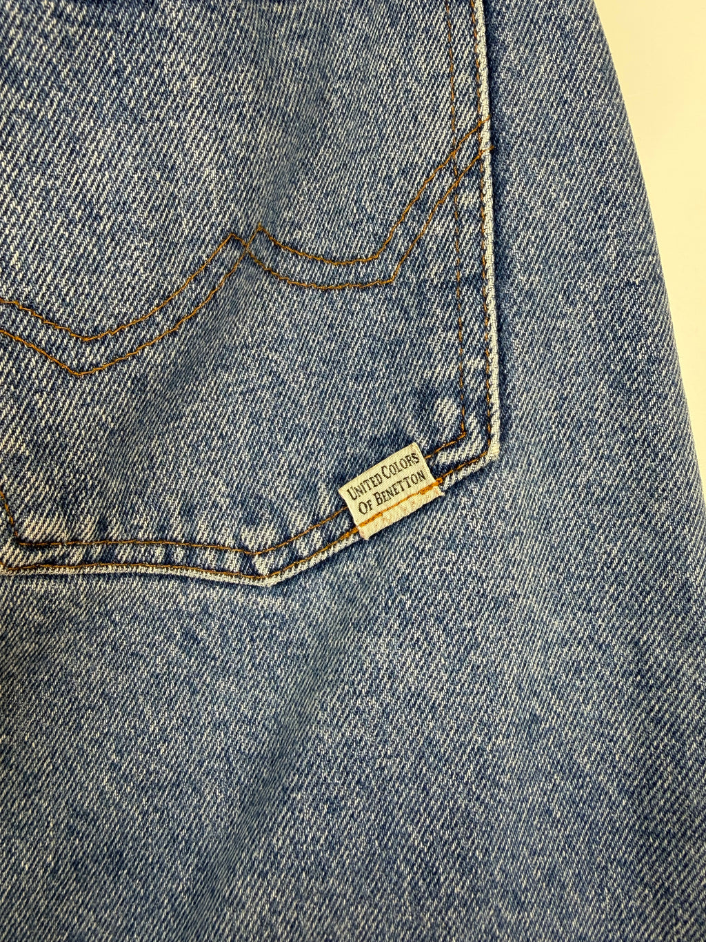 Gonna vintage Benetton in denim 100% cotone – Vita alta anni ’90