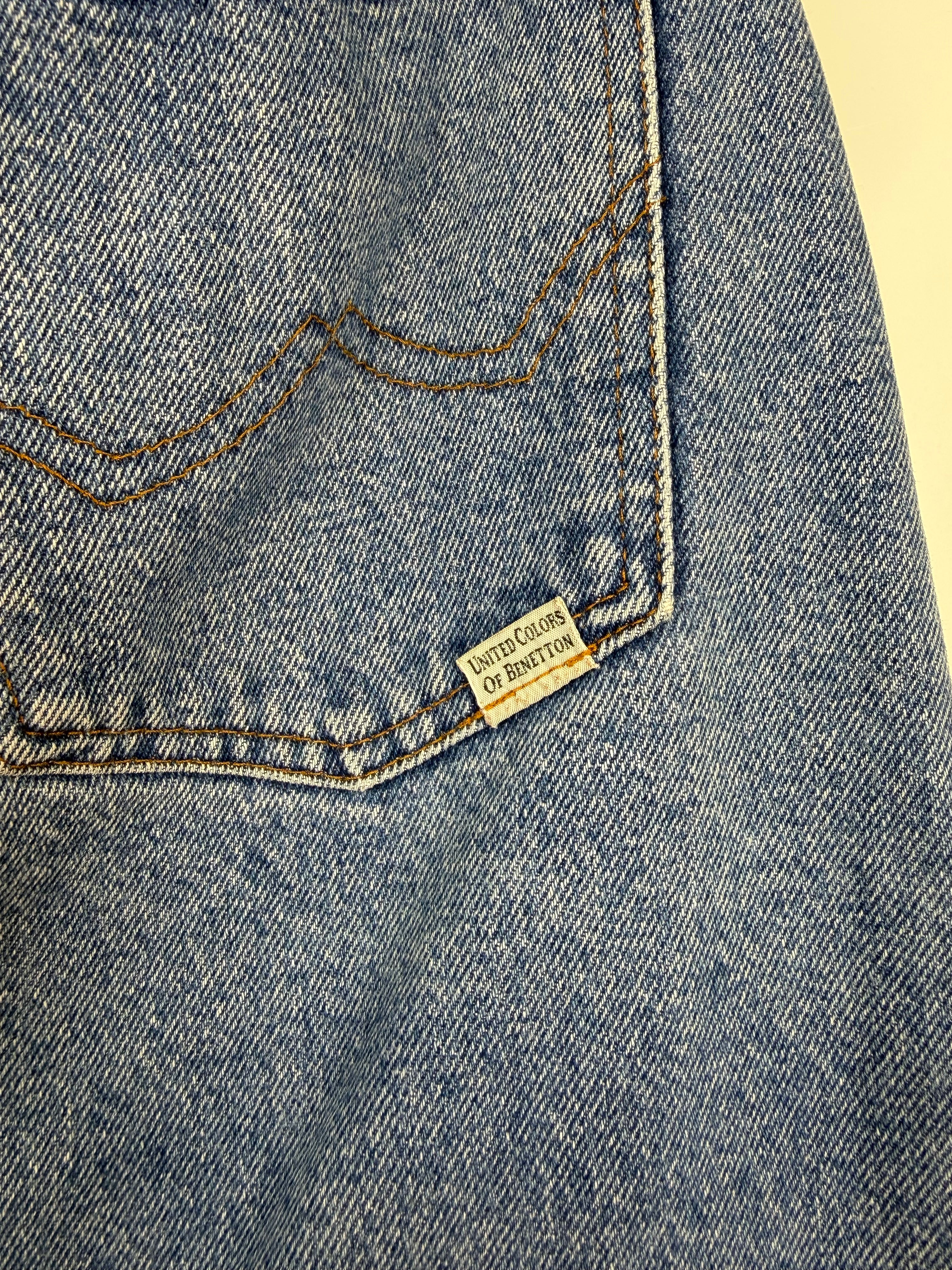 Gonna vintage Benetton in denim 100% cotone – Vita alta anni ’90