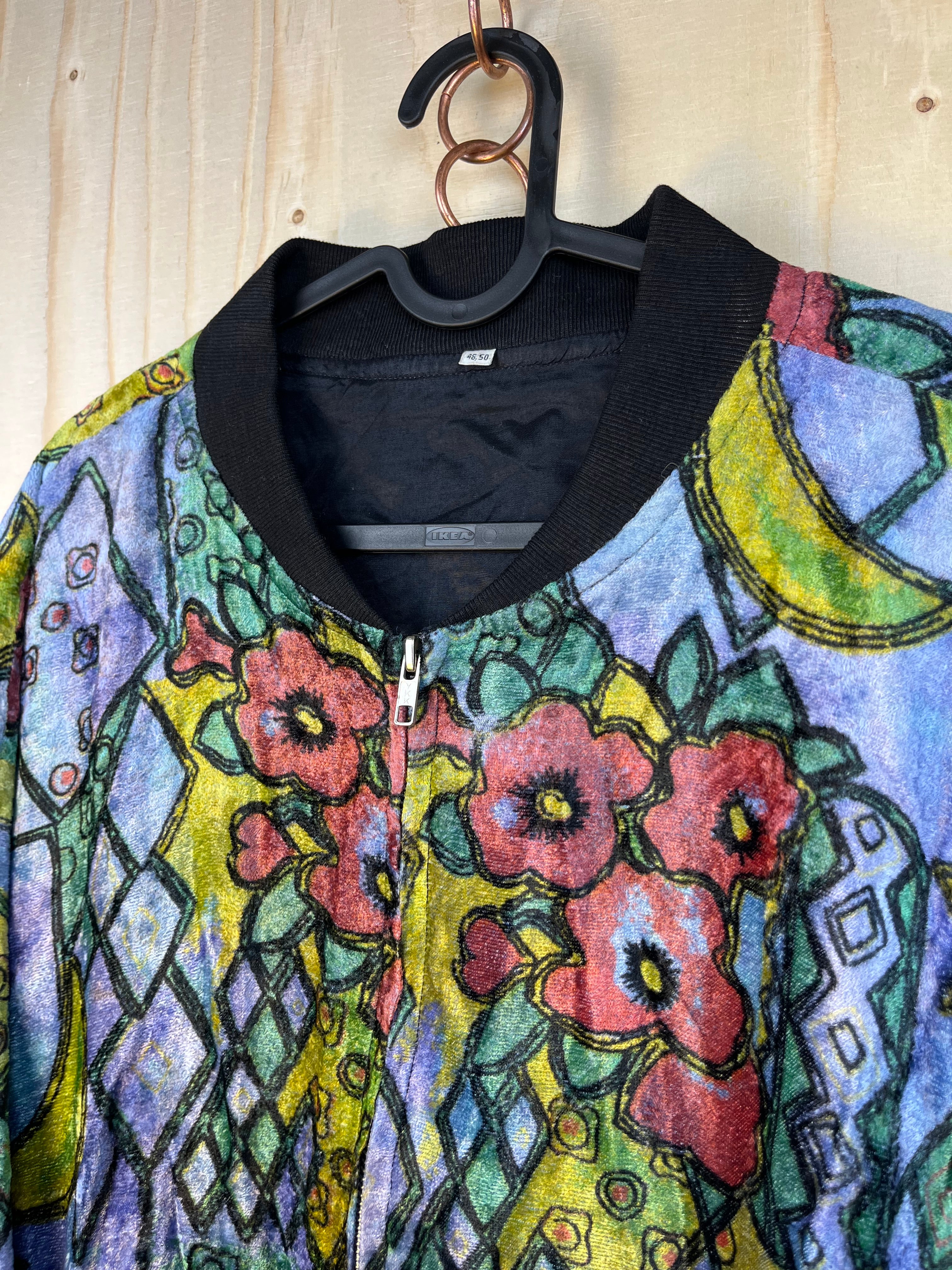 Vintage Velvet Chenille Bomber Jacket 90s