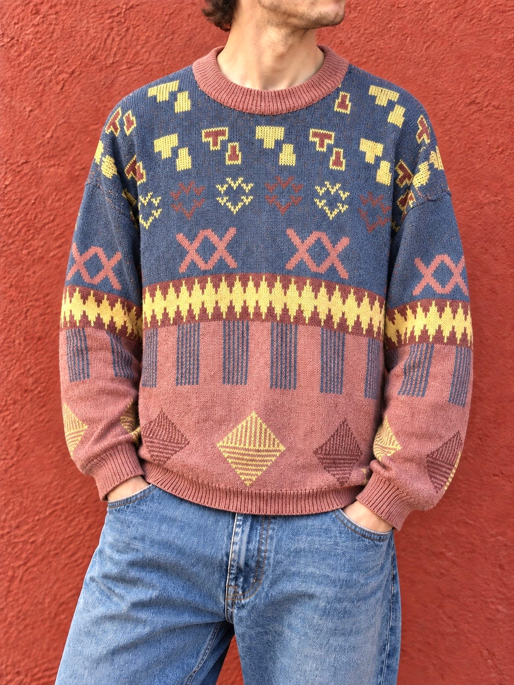 Maglione vintage fantasia geometrica anni ’90