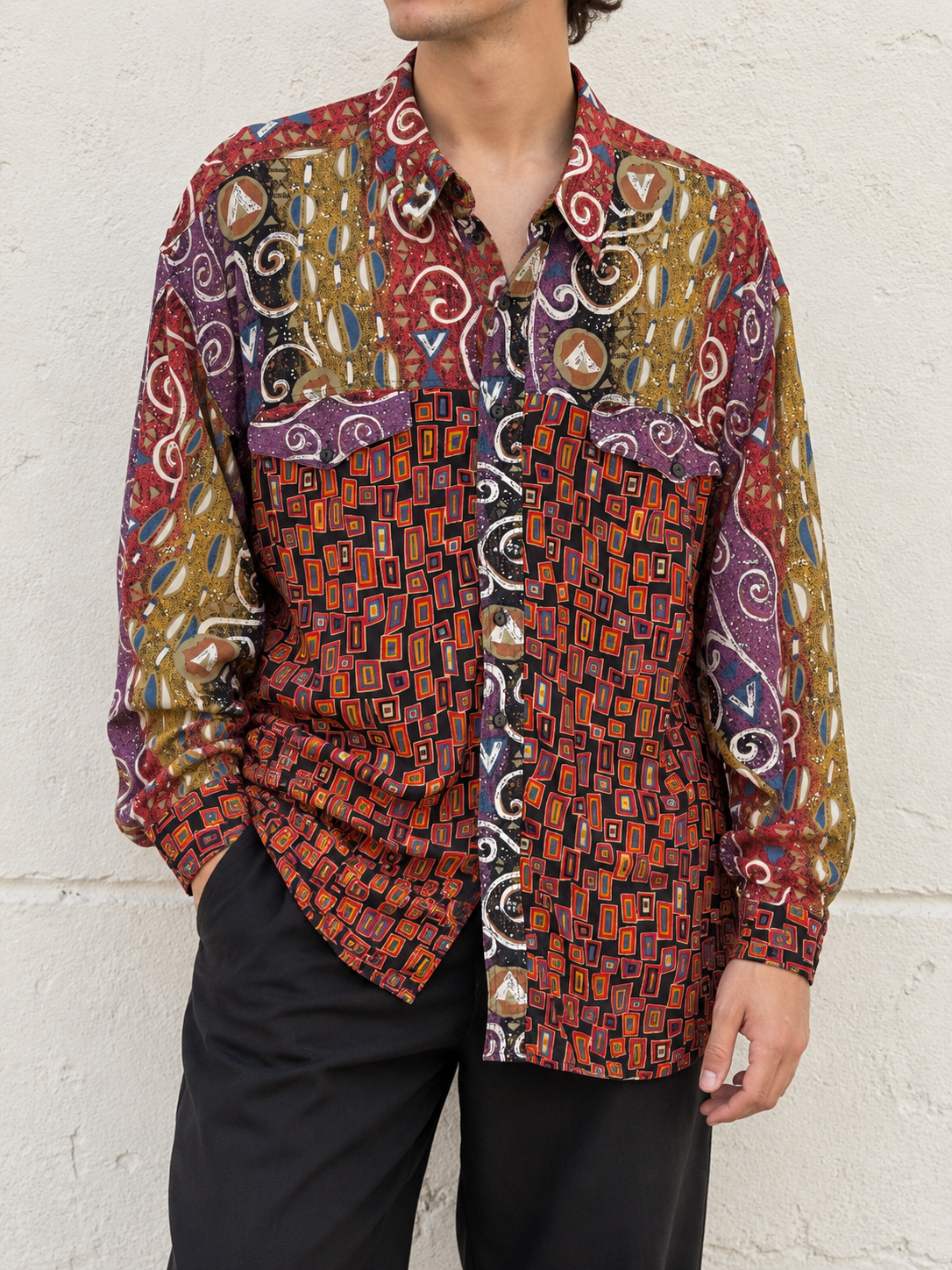 vintage getaway crazy pattern shirt – 90s oversized