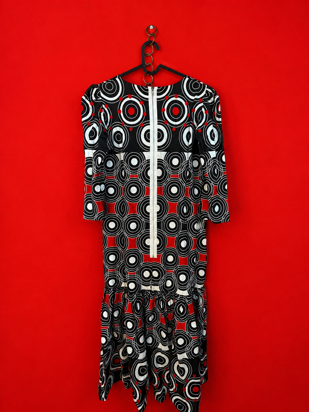 Abito sartoriale vintage in tessuto Wax con fantasia geometrica