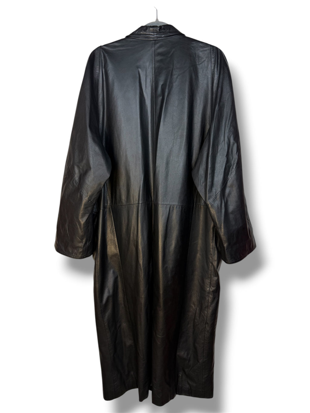 Trench vintage in vera pelle nera LOTUS Fashion anni ’90