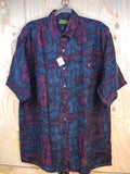 Mulberry Vintage Silk Shirt Blue Purple Pattern