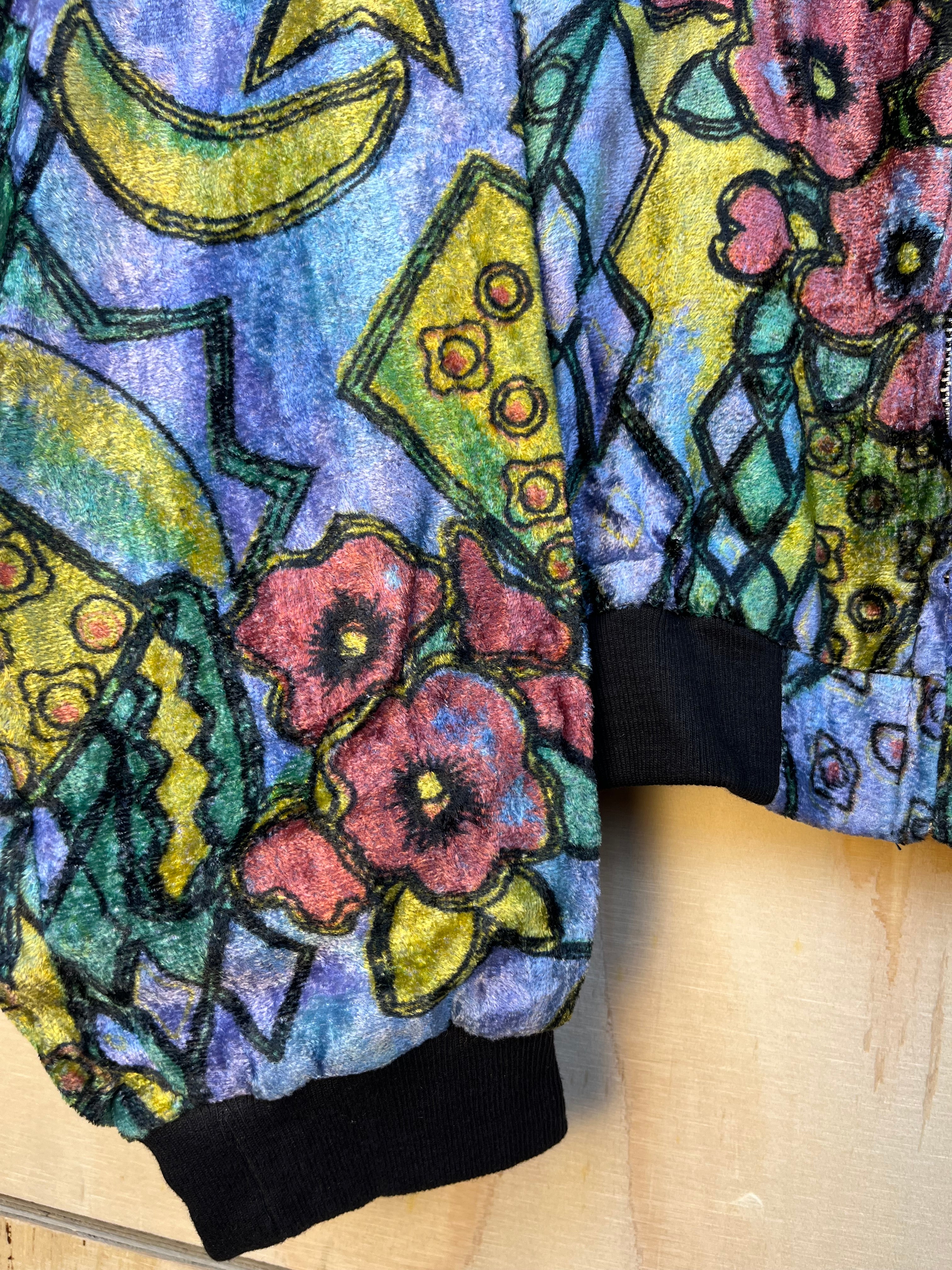 Vintage Velvet Chenille Bomber Jacket 90s