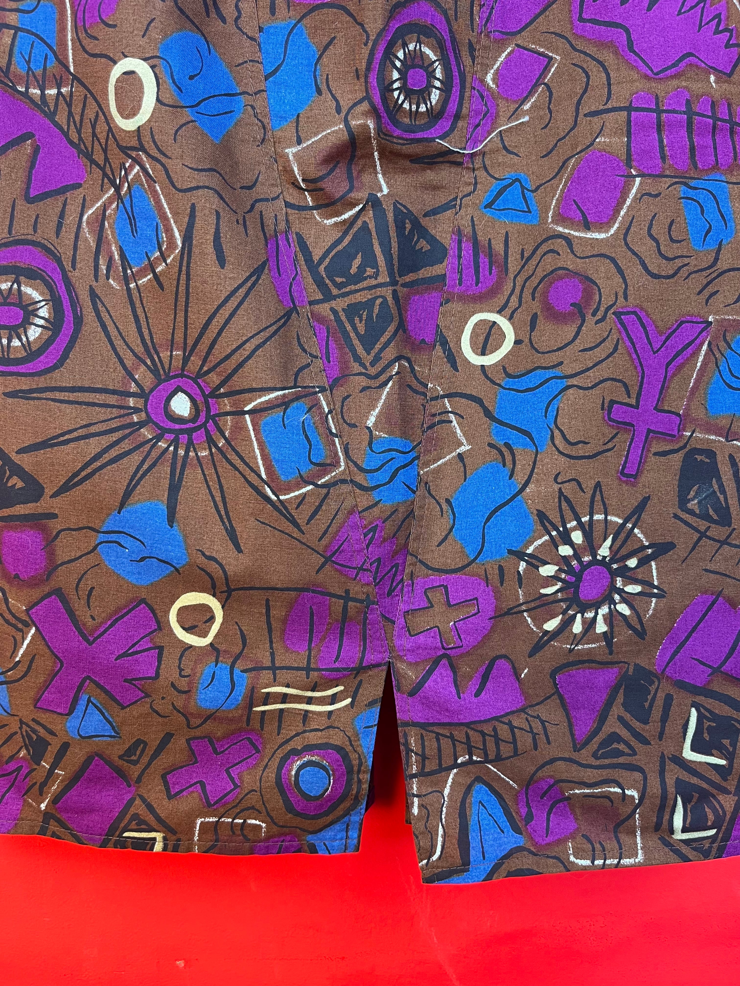 Vintage Graffio Abstract Midi Skirt – Made in Italy