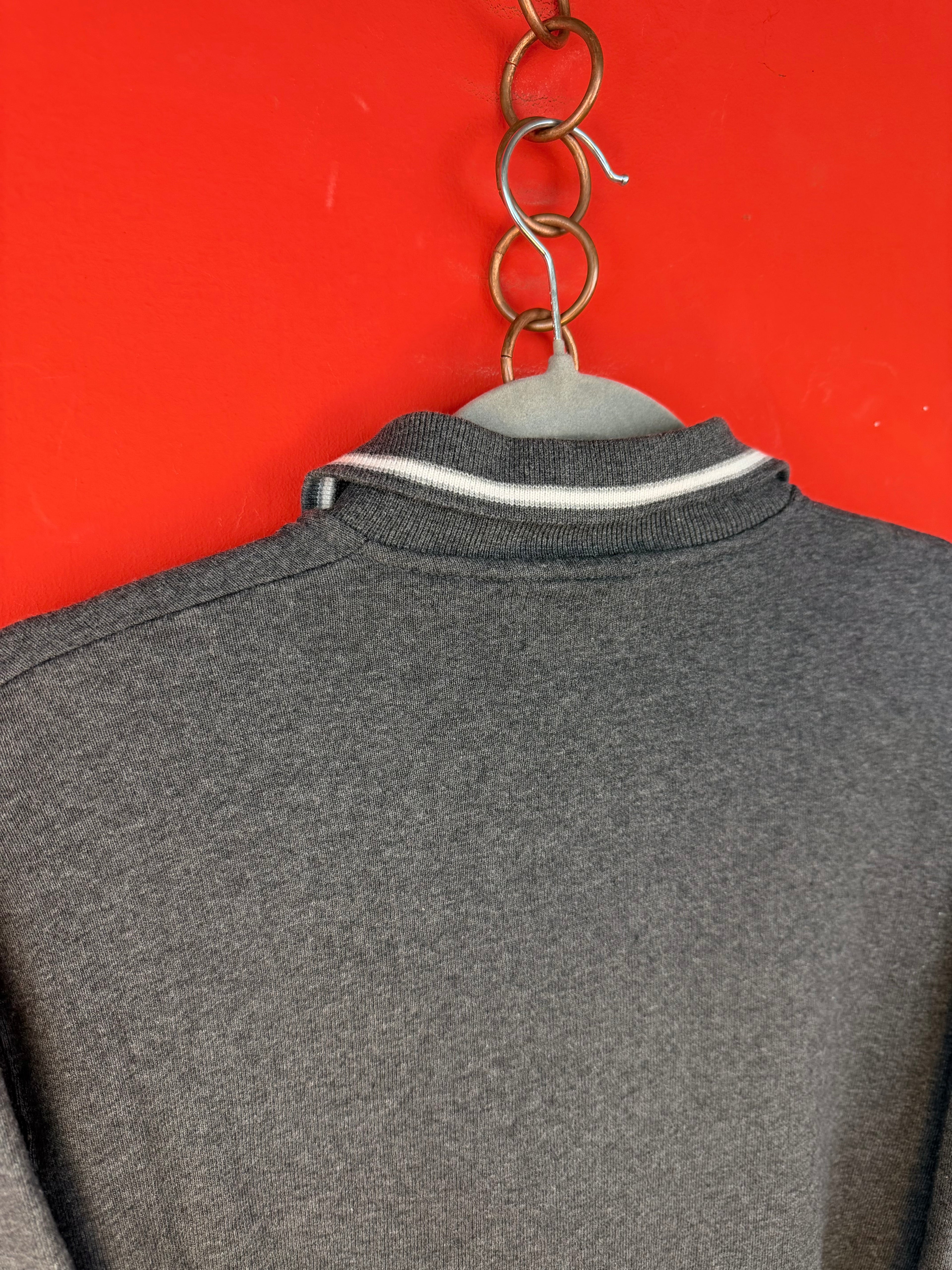 Vintage Carla Ferroni Grey Fleece Polo Sweatshirt – Lined Long Sleeve Pullover