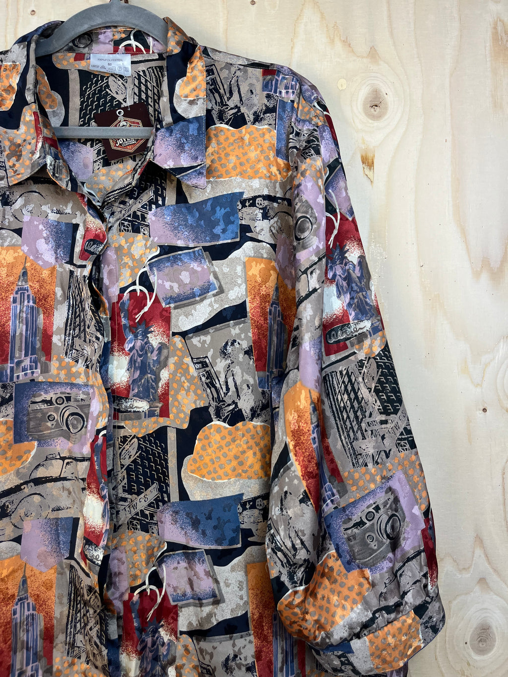 Vintage Abstract City Print Blouse