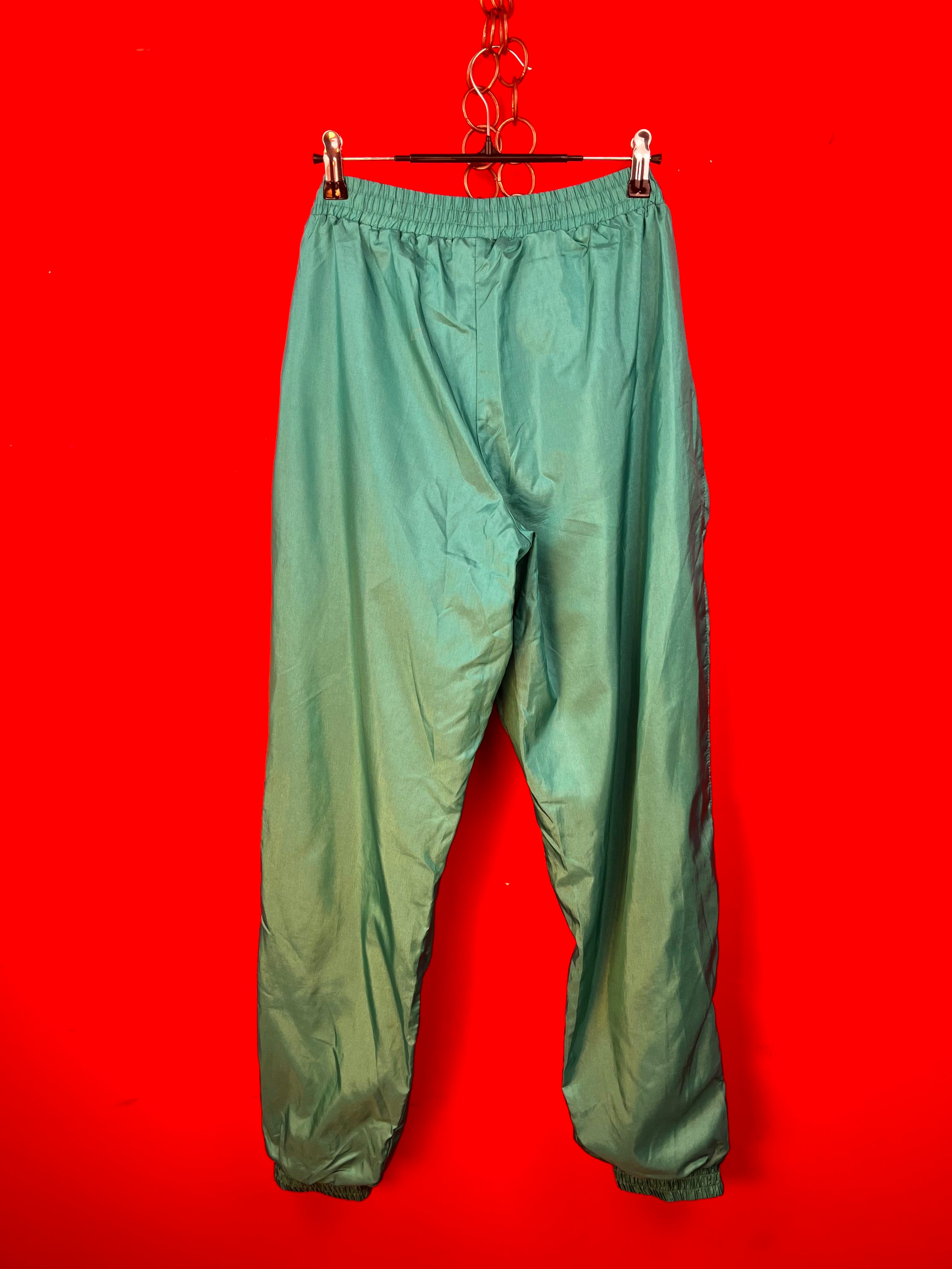 Nike Vintage Track Pants Verde Y2K Logo Rosa