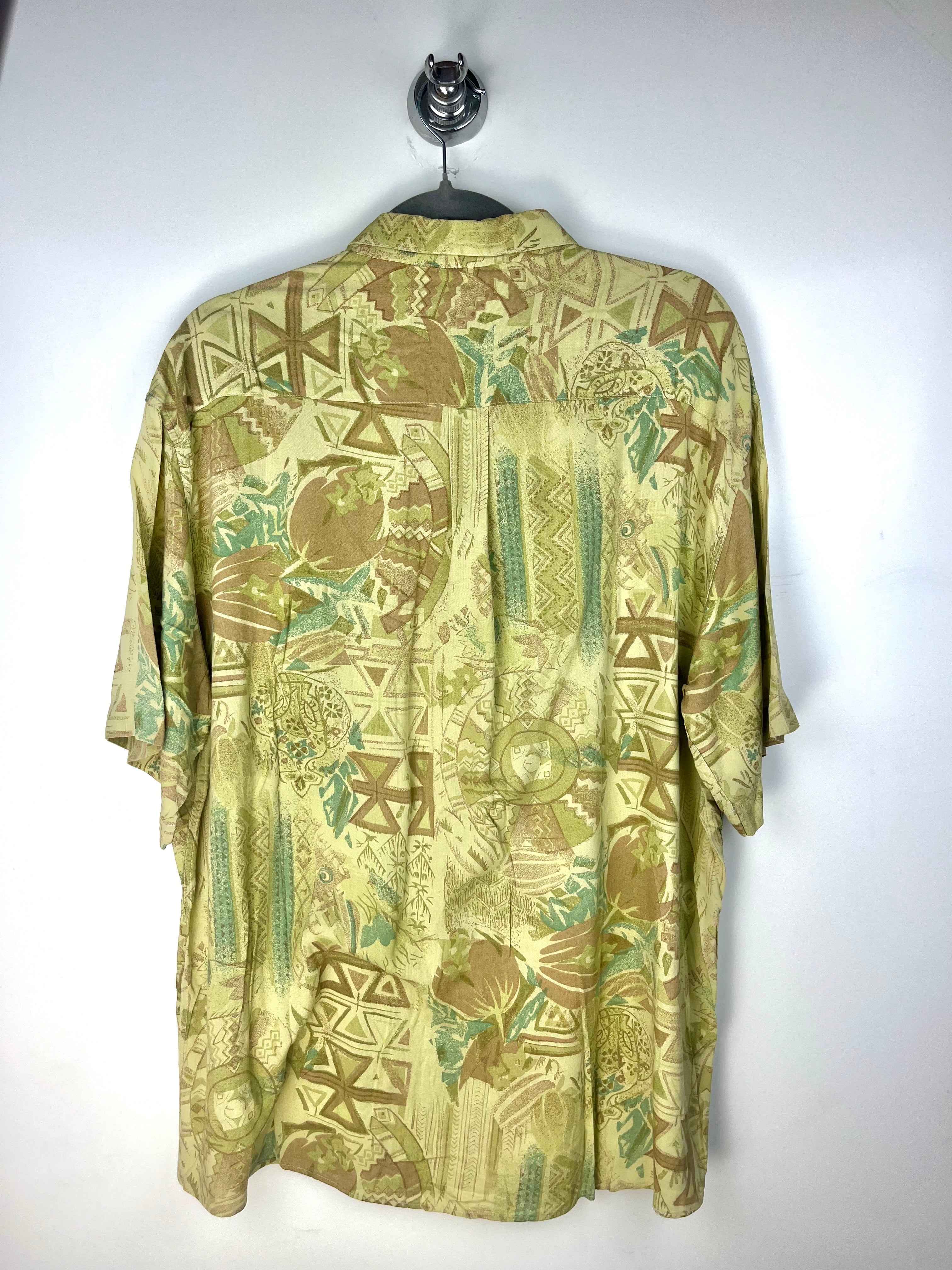 Camicia vintage fantasia astratta in viscosa Made in Italy