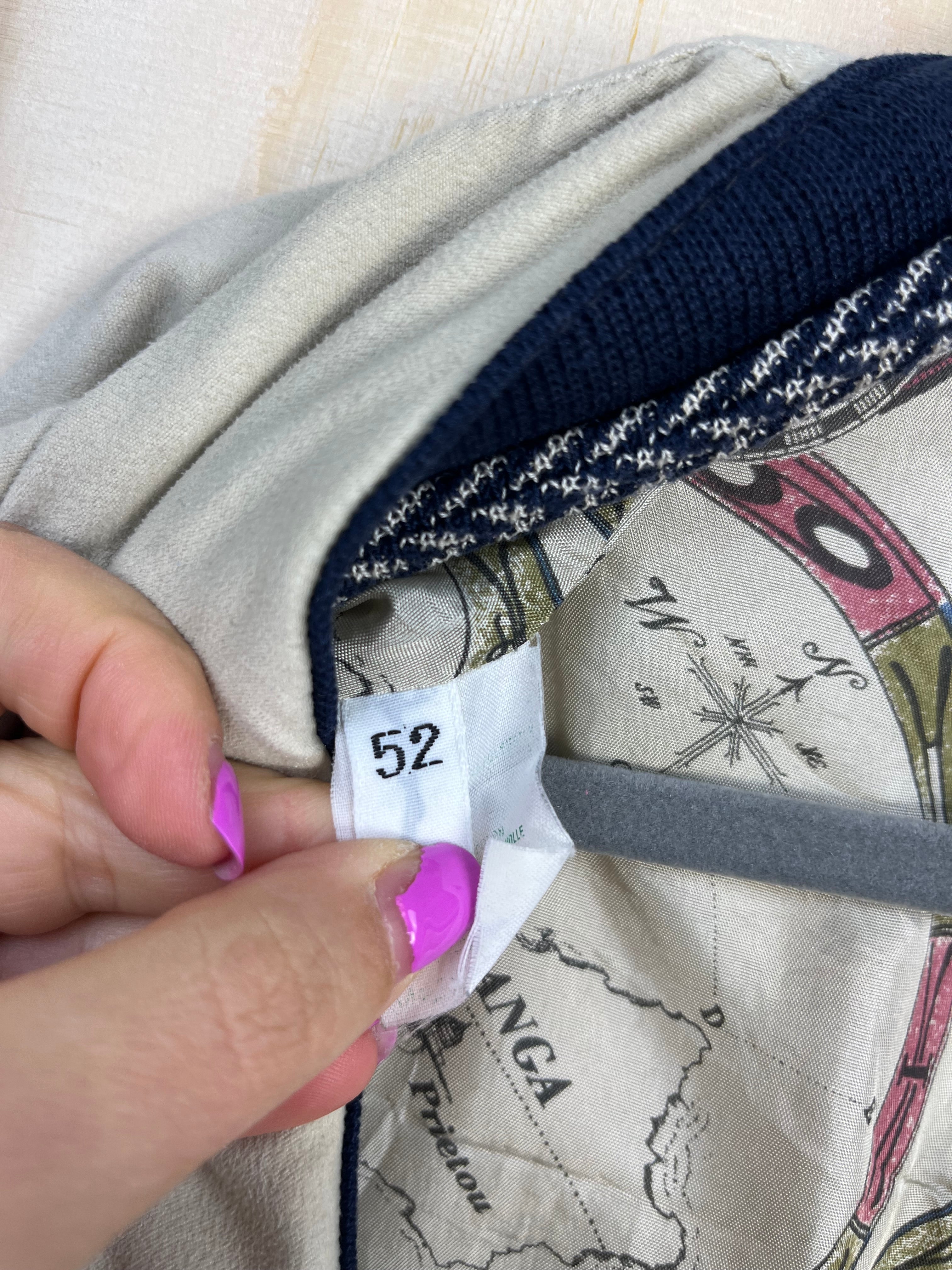 Giacca Bomber Vintage Bizzarro in Cotone Beige e Blu Navy