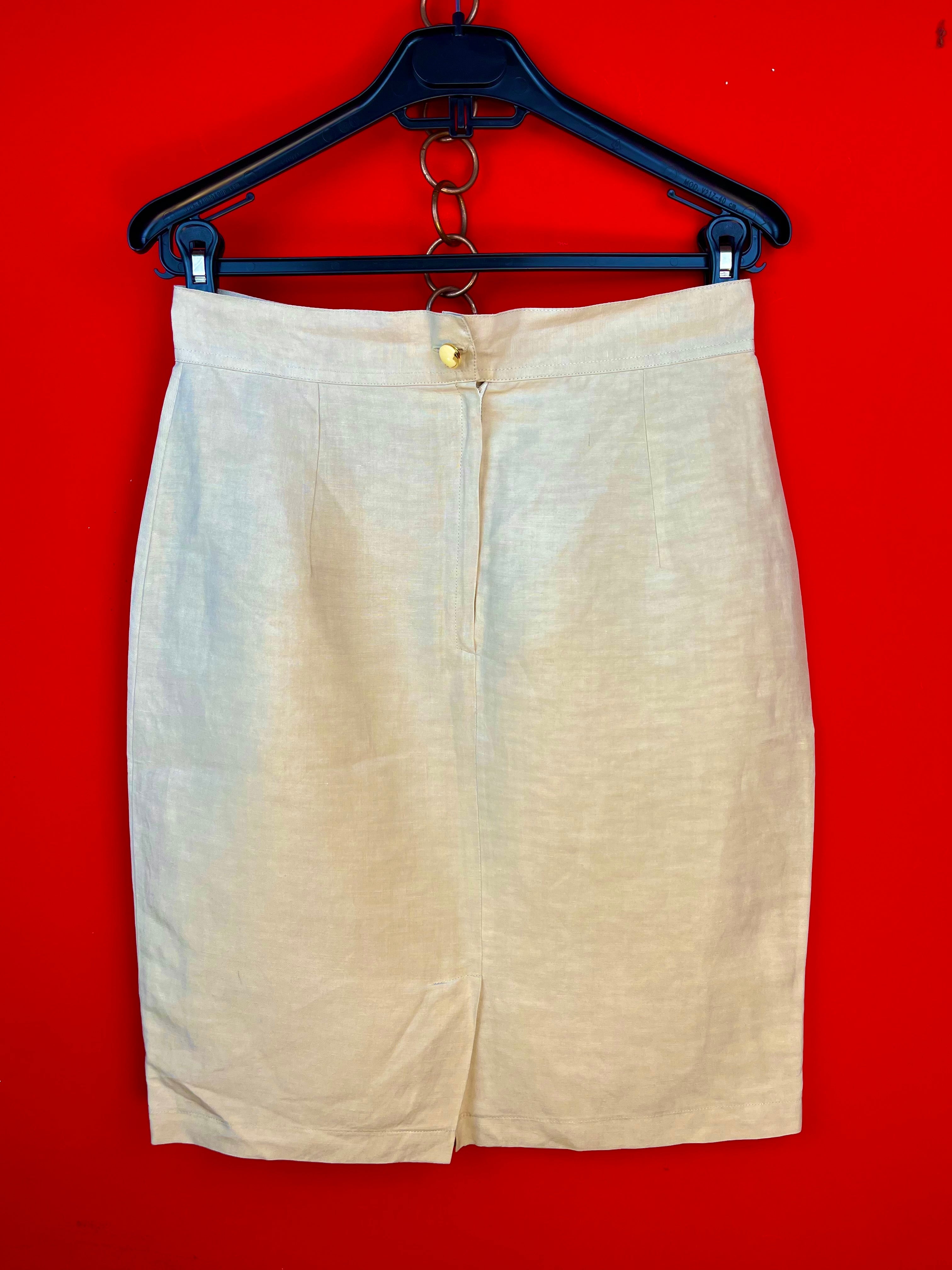 Gonna Tubino Vintage Made in Italy Beige Avorio