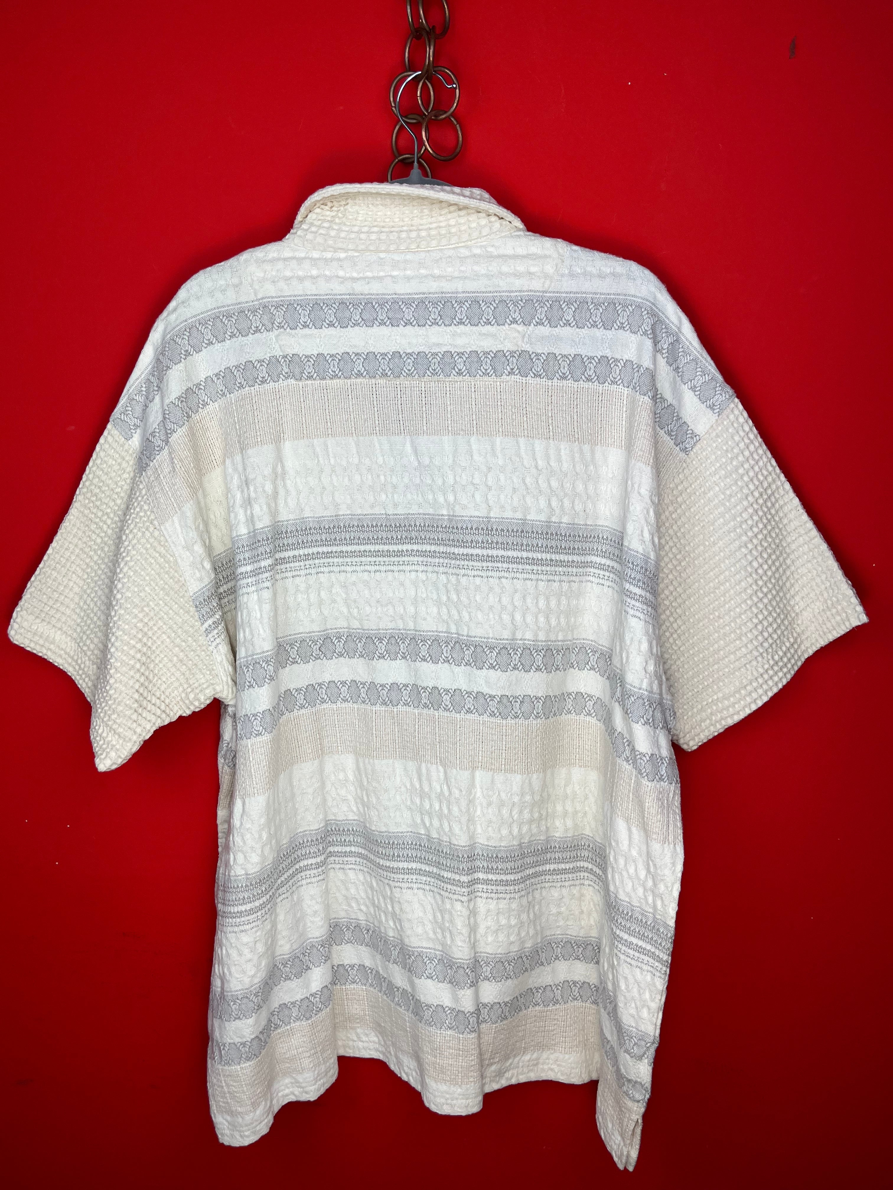 Maglia Vintage 90s Lace-Up in Cotone Panna e Grigio