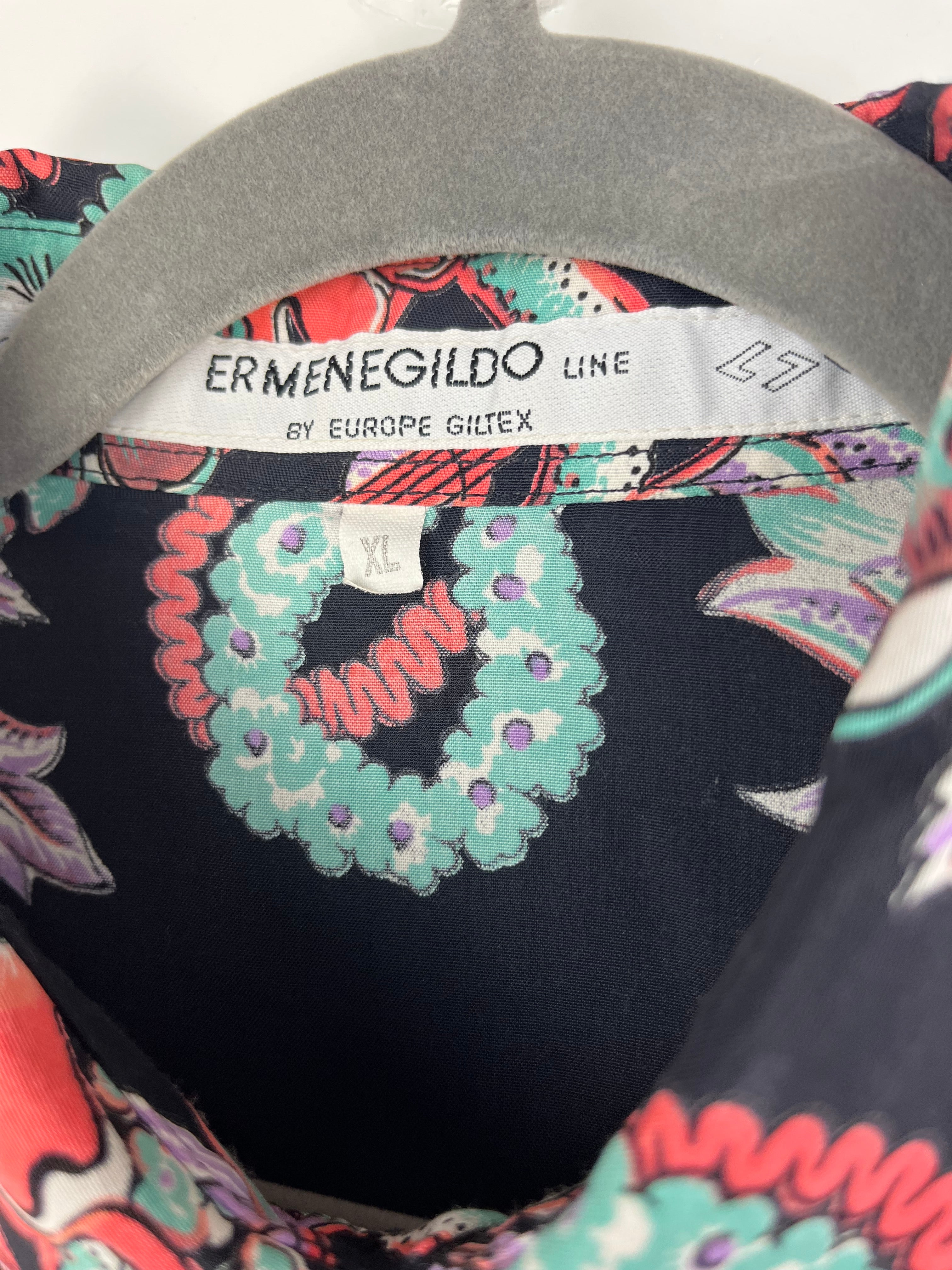 Camicia vintage fantasia astratta navy anni ’90