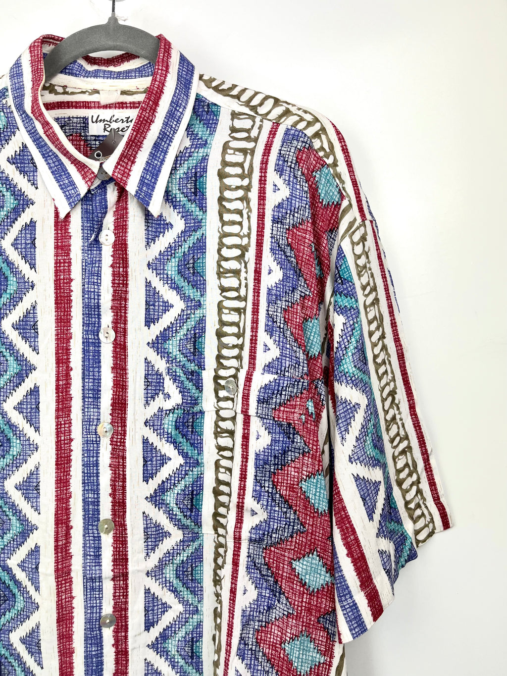 Vintage 90s Umberto Rosetti Geometric Pattern Shirt