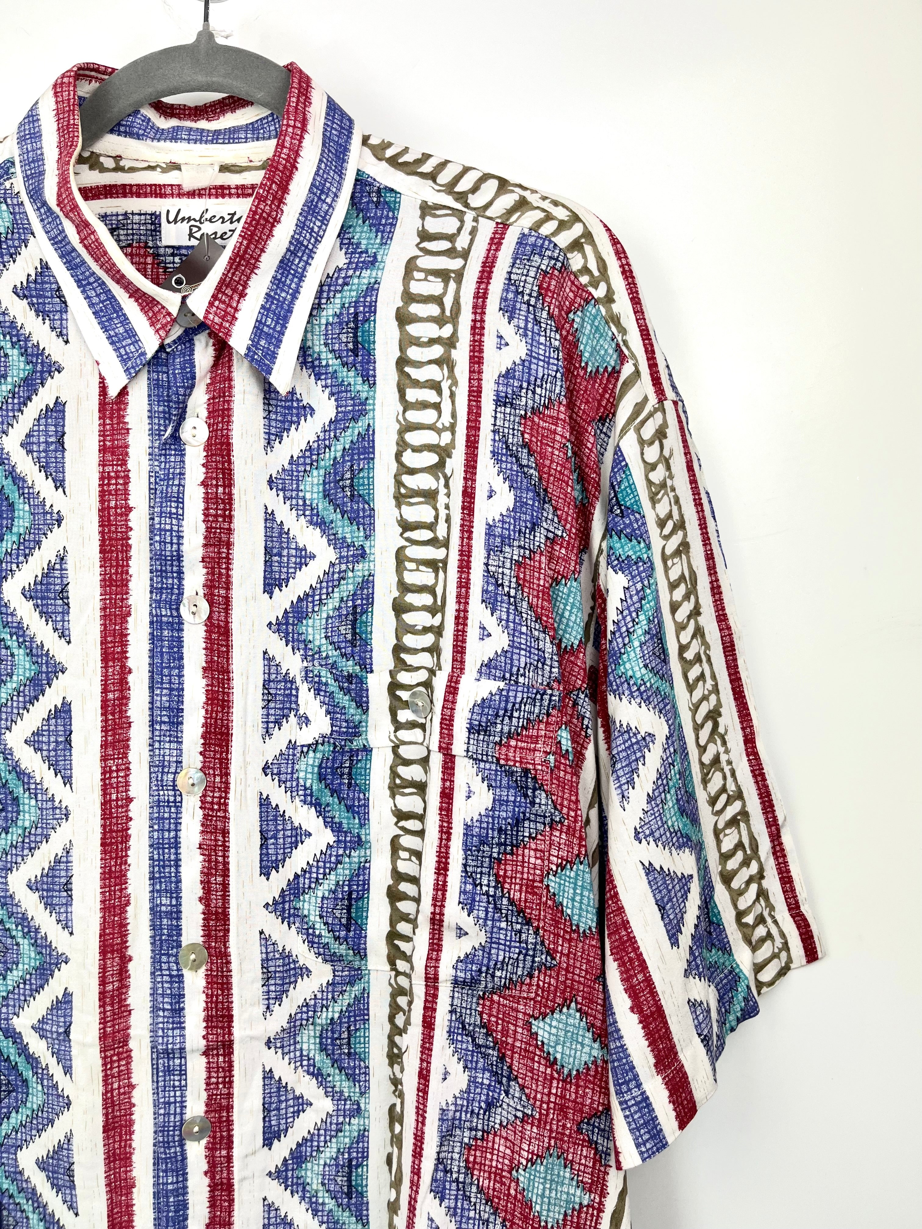 Vintage 90s Umberto Rosetti Geometric Pattern Shirt