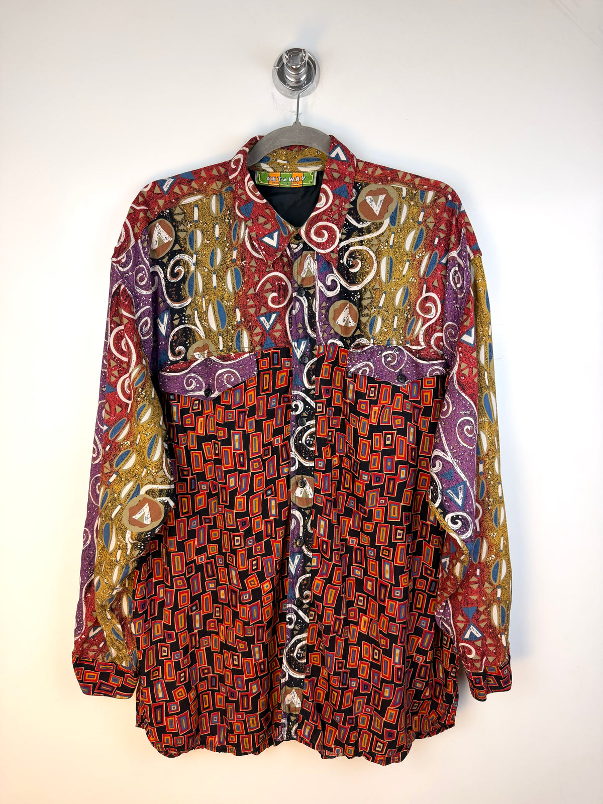 vintage getaway crazy pattern shirt – 90s oversized