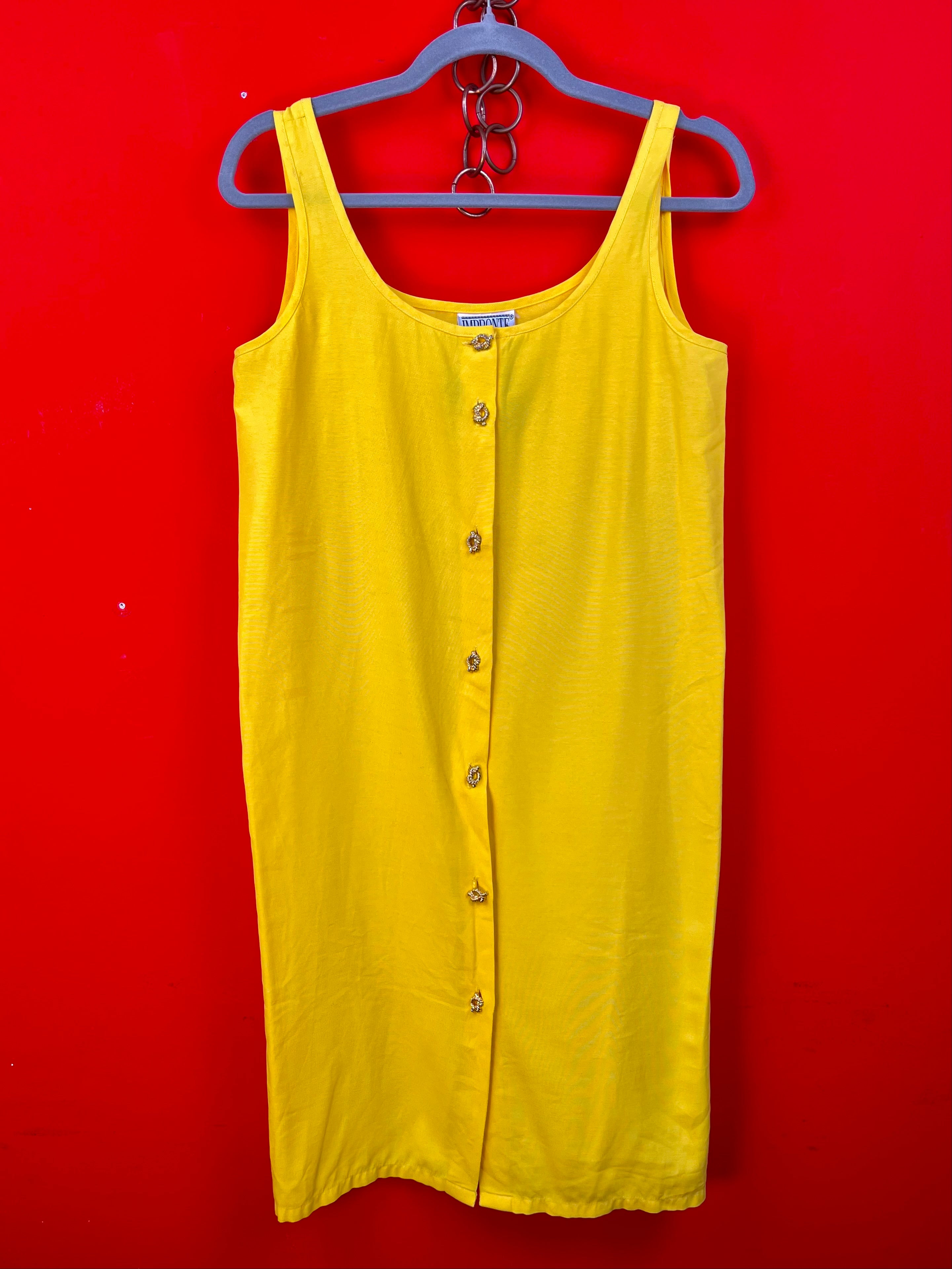 Vintage Yellow Button Dress