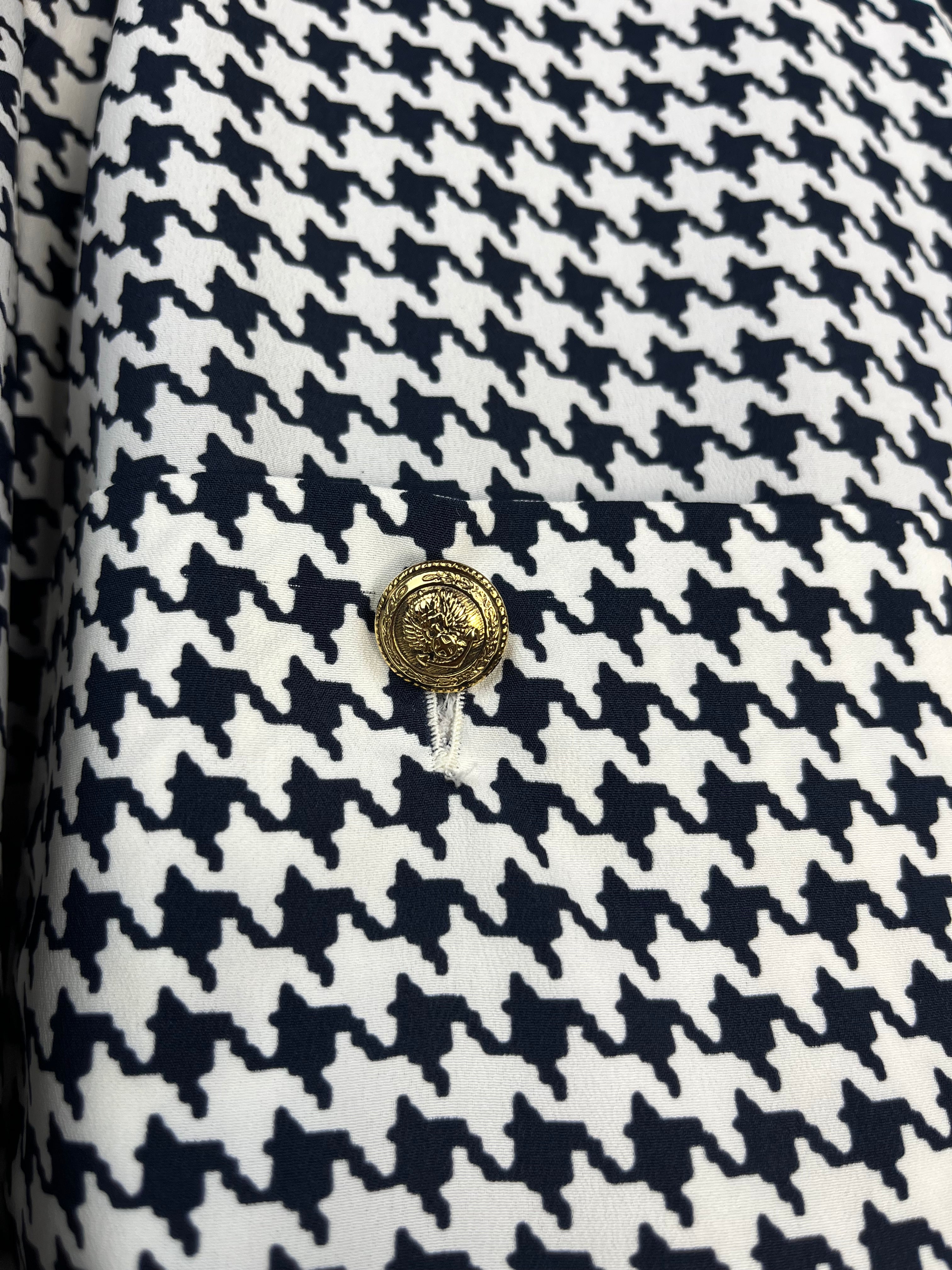 Luisa Spagnoli Vintage – Abito Midi Pied-de-Poule Made in Italy con Bottoni Gioiello