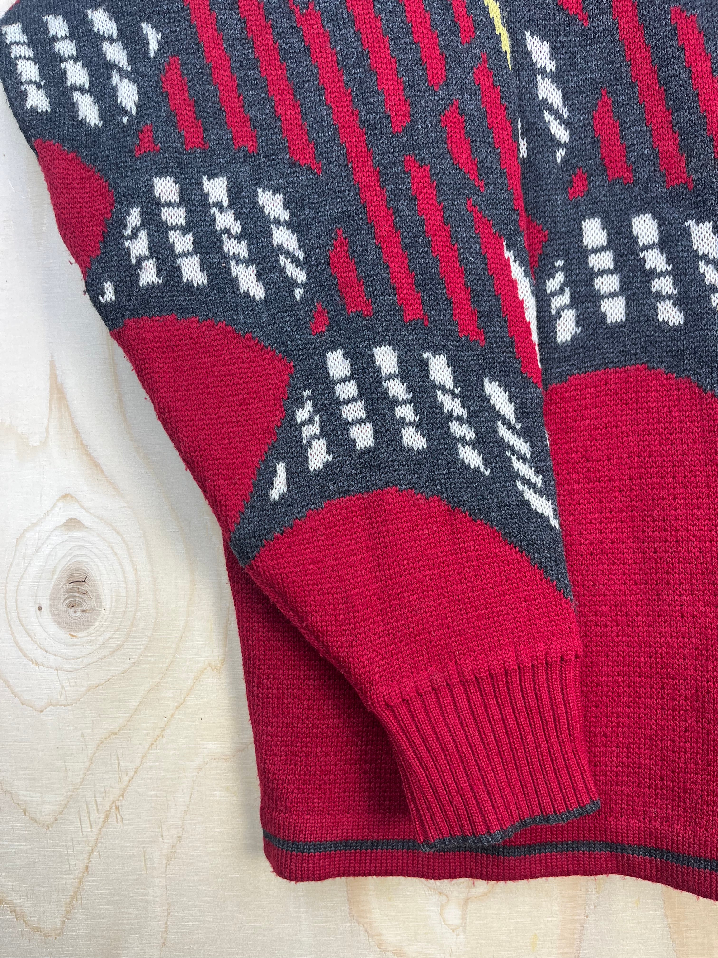 Vintage 90s Fila Half Zip Wool Sweater Made in Italy Geometric Pattern