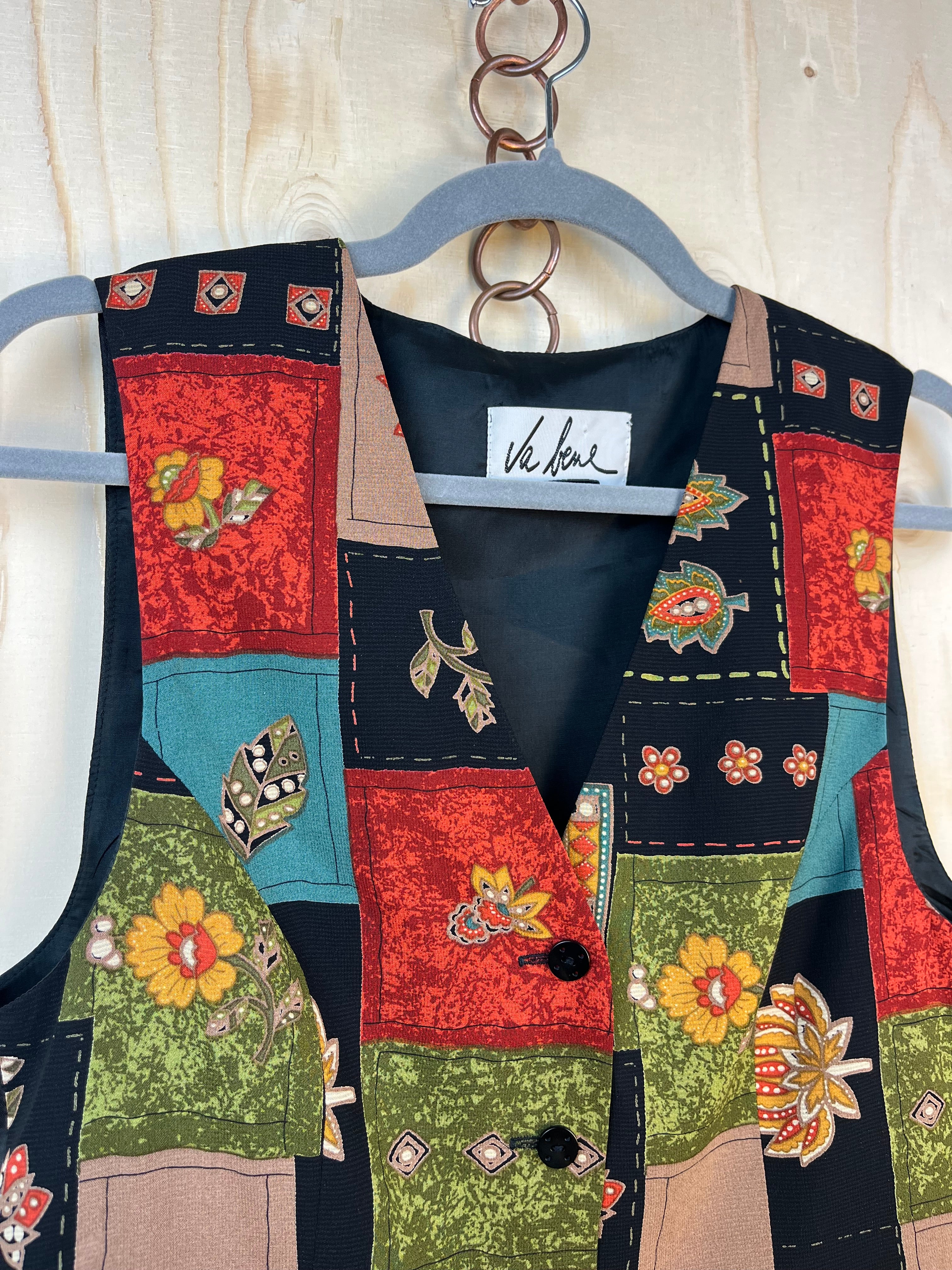 Vintage Vera Mont Patchwork Vest 90s Floral