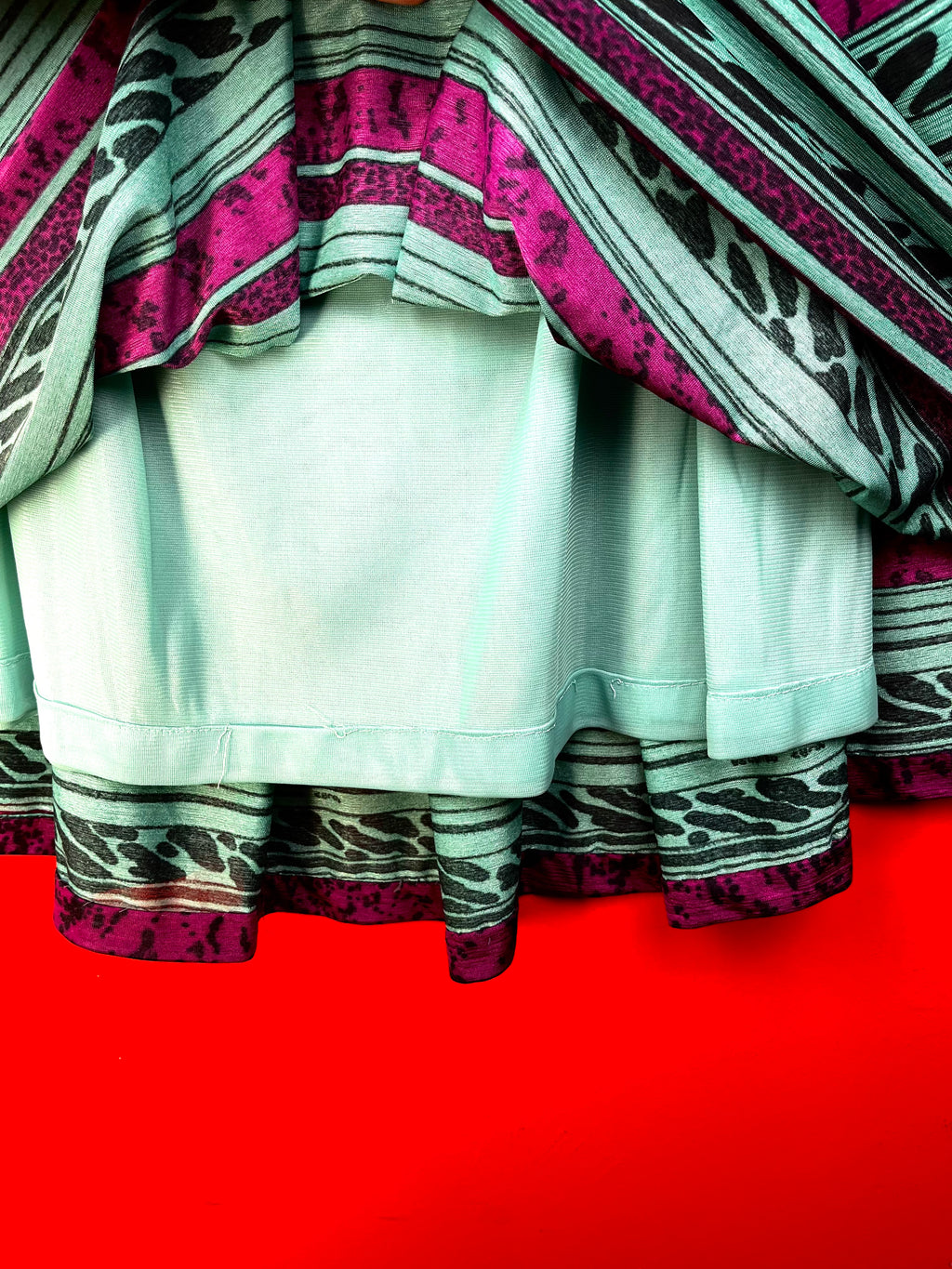 Gonna Vintage Made in Italy Fantasia Verde e Viola