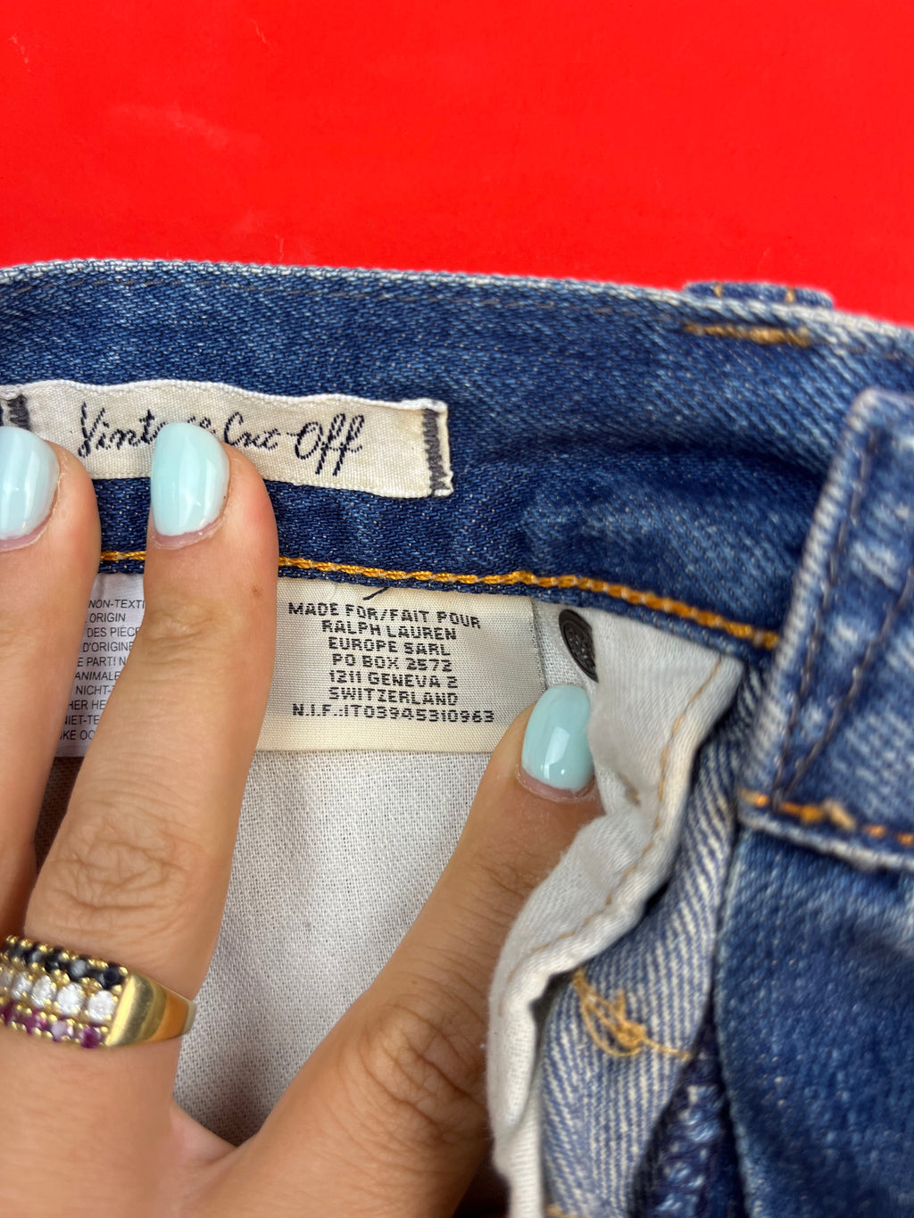 Ralph Lauren Vintage Cut Off USA Flag Denim Shorts