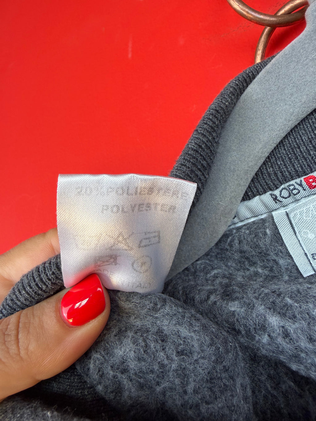 Vintage Carla Ferroni Grey Fleece Polo Sweatshirt – Lined Long Sleeve Pullover