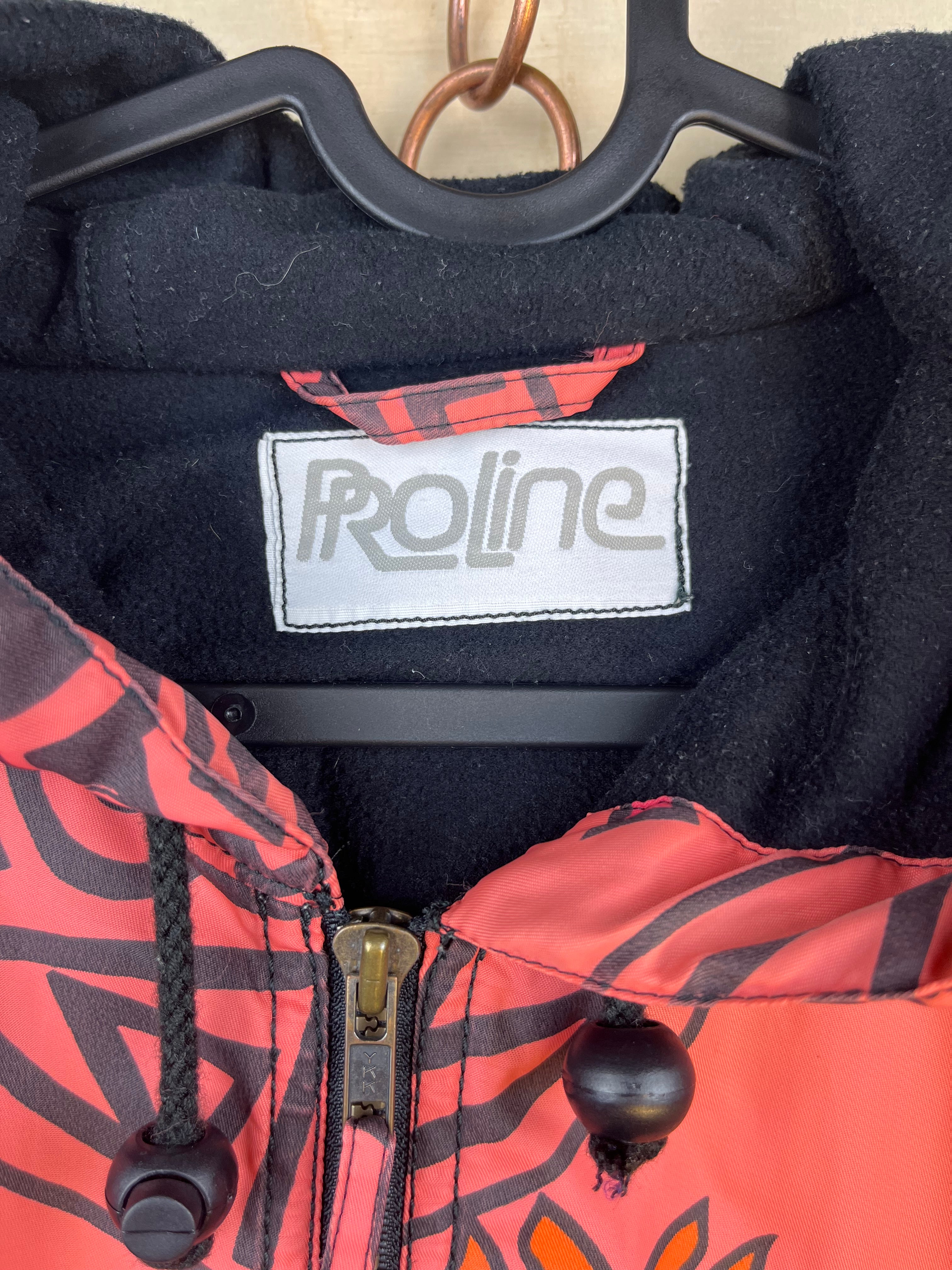 Vintage Pattern Hooded Jacket Coral Tribal Print Fleece Lined XL